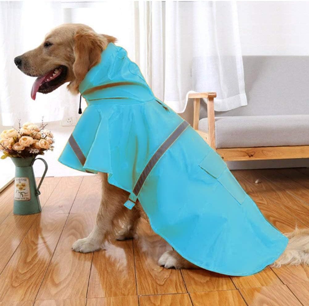 Large Dog Raincoat Adjustable Pet Water Proof Clothes Lightweight Rain Jacket Poncho Hoodies with Strip Reflective (XL, Pink)