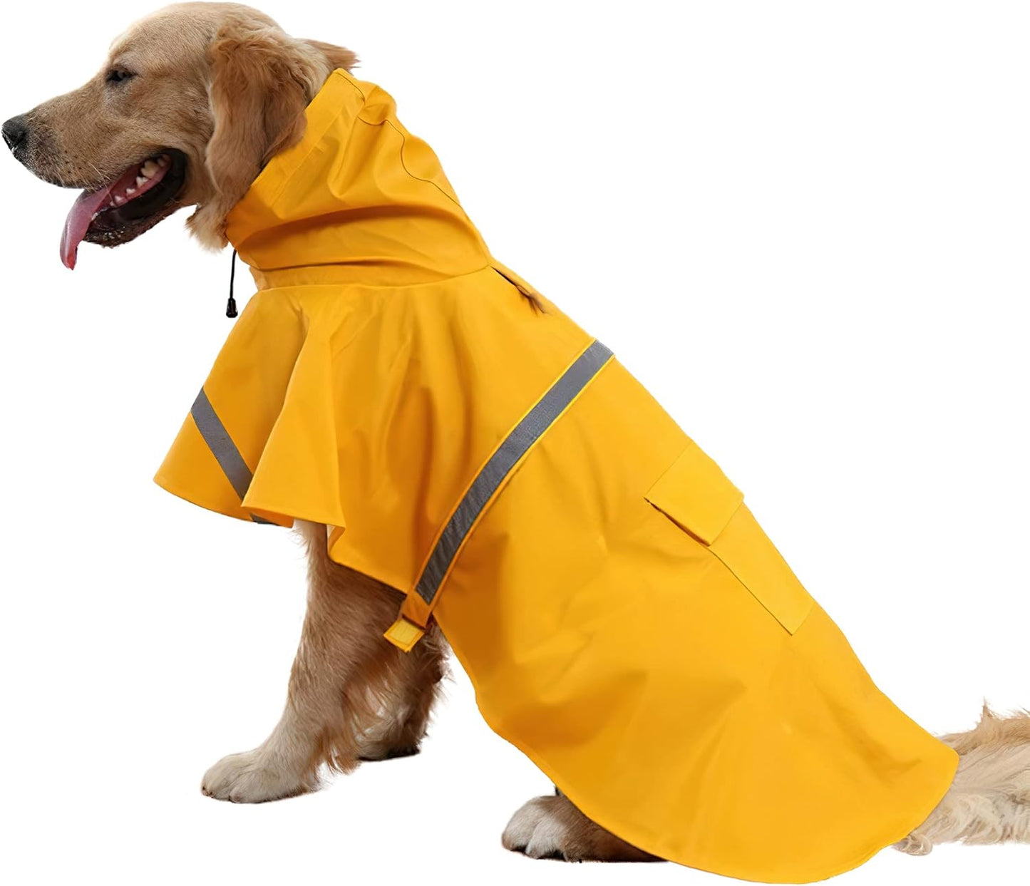 Large Dog Raincoat Adjustable Pet Water Proof Clothes Lightweight Rain Jacket Poncho Hoodies with Strip Reflective (XL, Pink)