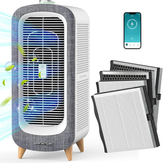 Air Purifiers for Home Large Room up to 2105Ft², 4X HEPA & Carbon Air Filter Remove 99.97% Dust Smoke Odor Pollen Pets Hair Dander Allergies, Quiet 22Db，Works with Alexa,App, PM2.5 Display