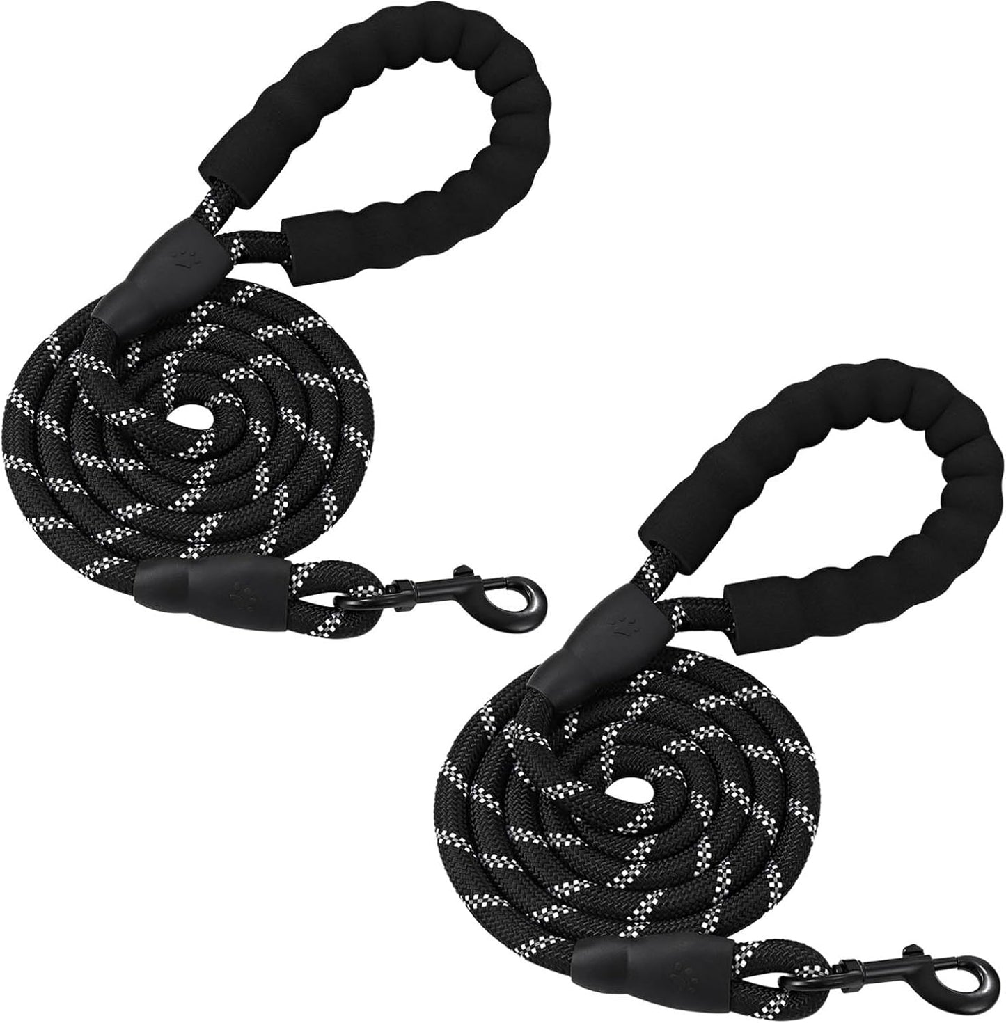 6FT/10FT Strong Dog Leashes with Comfortable Padded Handle and Highly Reflective Threads for Small Medium and Large Dogs(6 Feet X1/2'' (Pack of 1), Black)