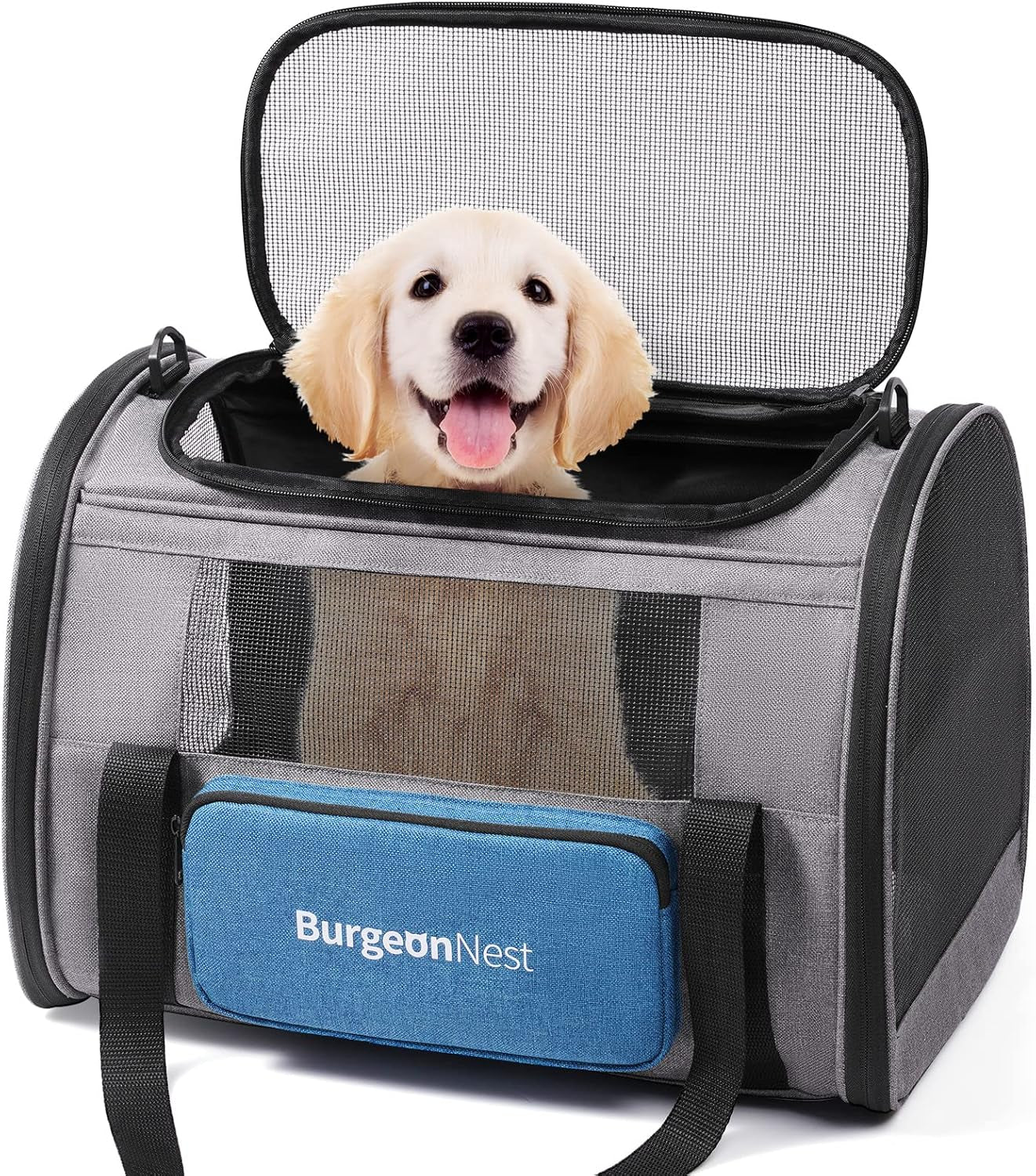 Dog Carrier for Small Dogs and Large Cats under 20 Lbs, Medium Cats 25 Lbs, and with Unique Side Bag,Top Load Pet Carrier Soft-Sided Escape Proof with 4 Ventilated Windows