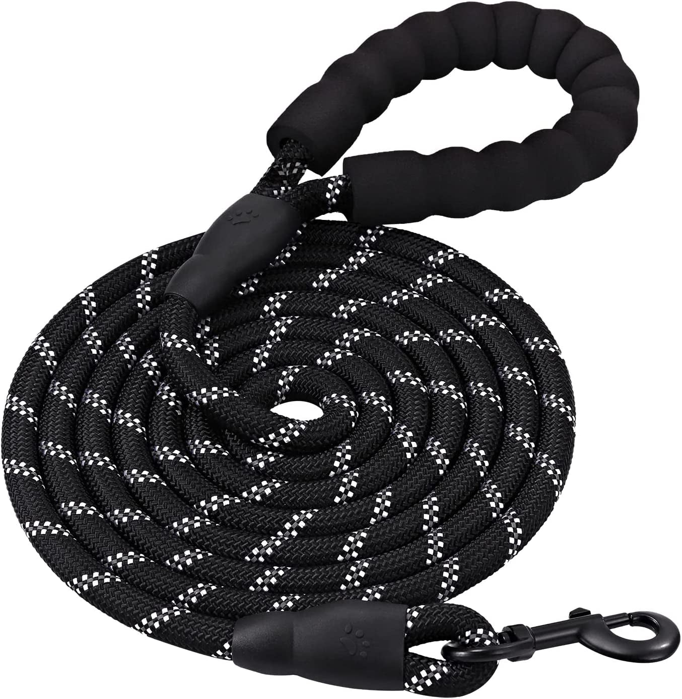 6FT/10FT Strong Dog Leashes with Comfortable Padded Handle and Highly Reflective Threads for Small Medium and Large Dogs(6 Feet X1/2'' (Pack of 1), Black)