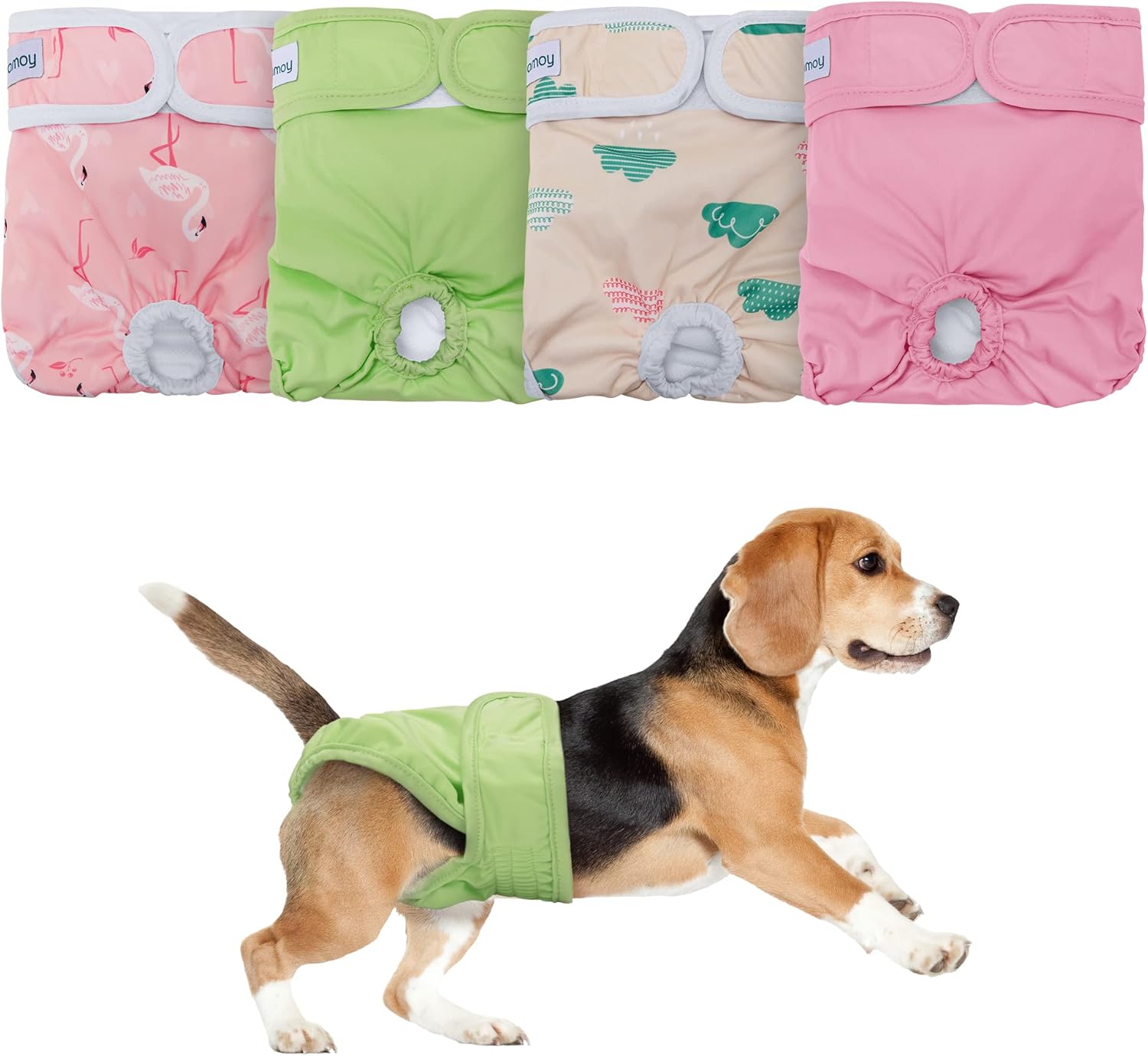 4PCS Pack Dog Diapers, Reusable Washable Female Sanitary Physiological Pants for Dogs, Super-Absorbent, Comfortable and Stylish, Fit for 14"-20", M