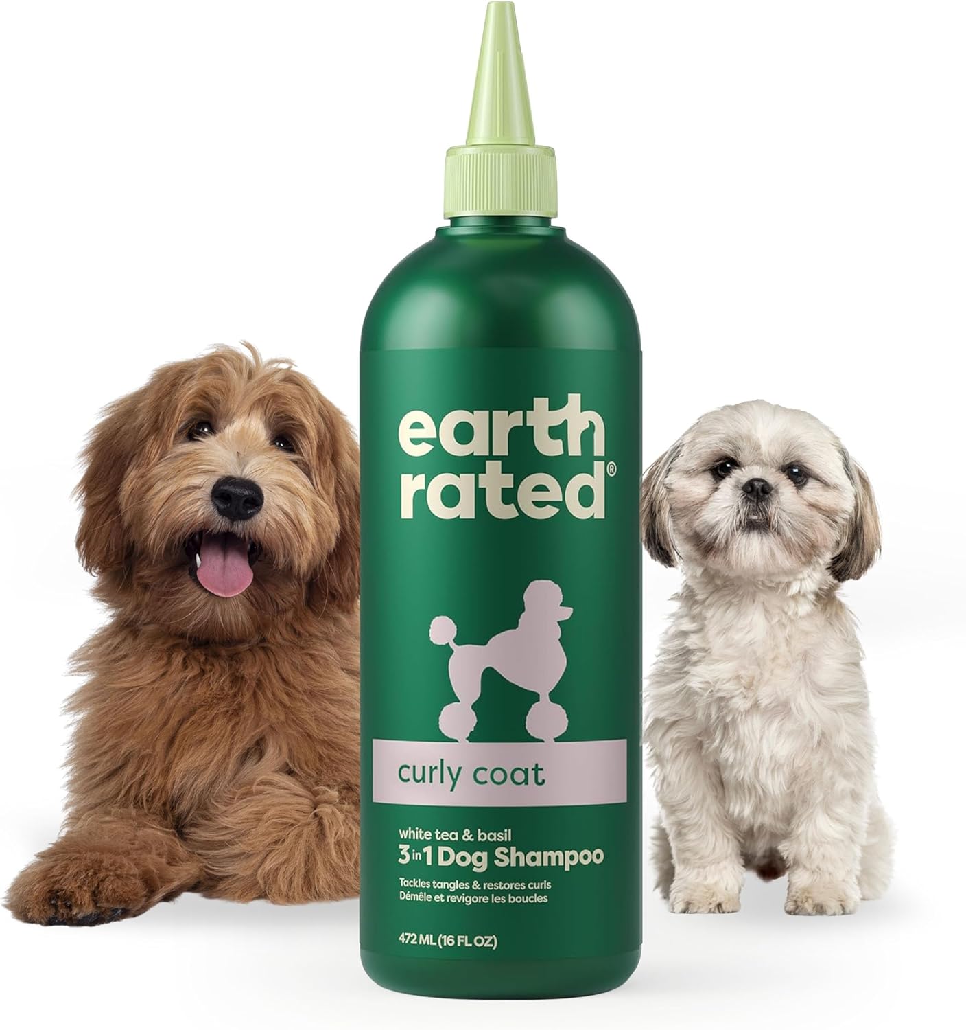 3-In-1 Dog Shampoo, Conditioner and Deodorizer, for Double-Coated Dogs and Puppies to Tackle Tangles and Shedding, Refreshing White Tea and Basil Scent, 473 Ml