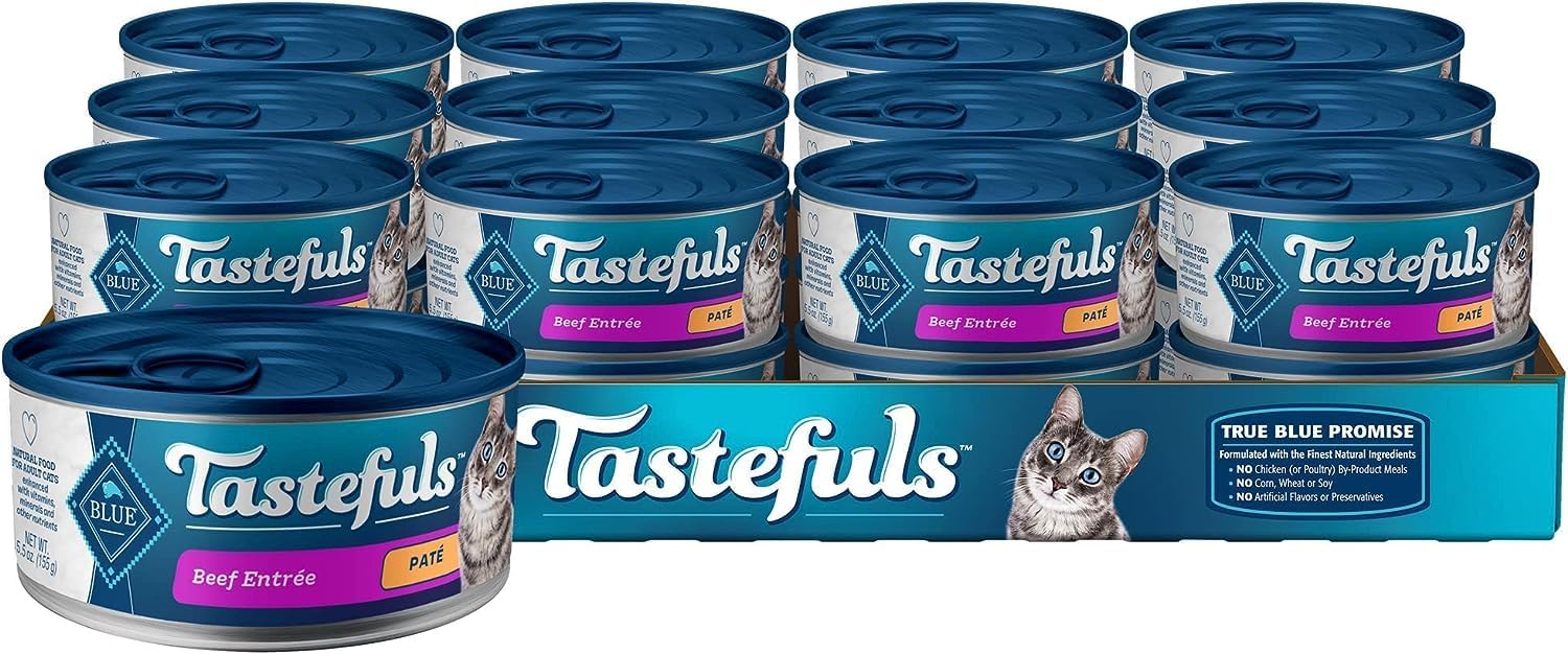 Tastefuls Natural Wet Cat Food, Chicken, Turkey/Chicken and Ocean Fish/Tuna Pate Variety Pack 5.5 Oz 12 Ct.