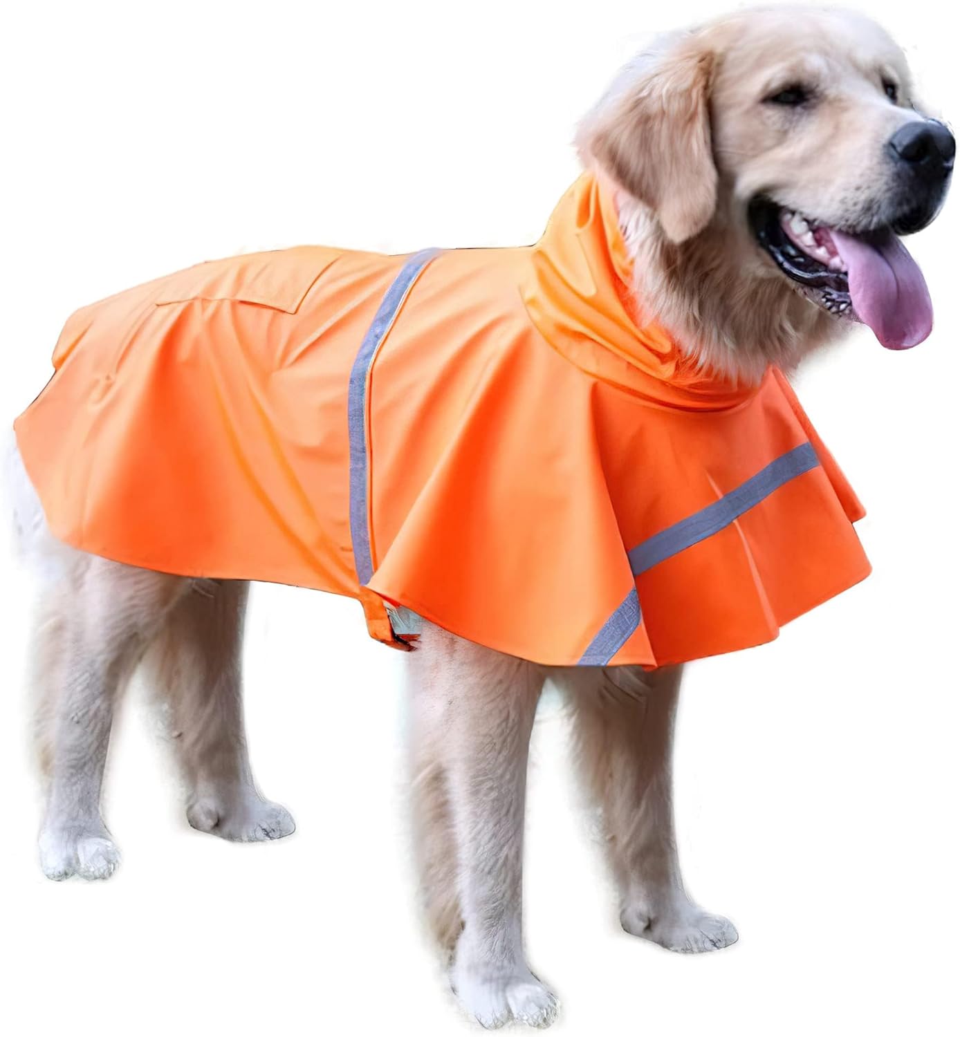 Large Dog Raincoat Adjustable Pet Water Proof Clothes Lightweight Rain Jacket Poncho Hoodies with Strip Reflective (XL, Pink)