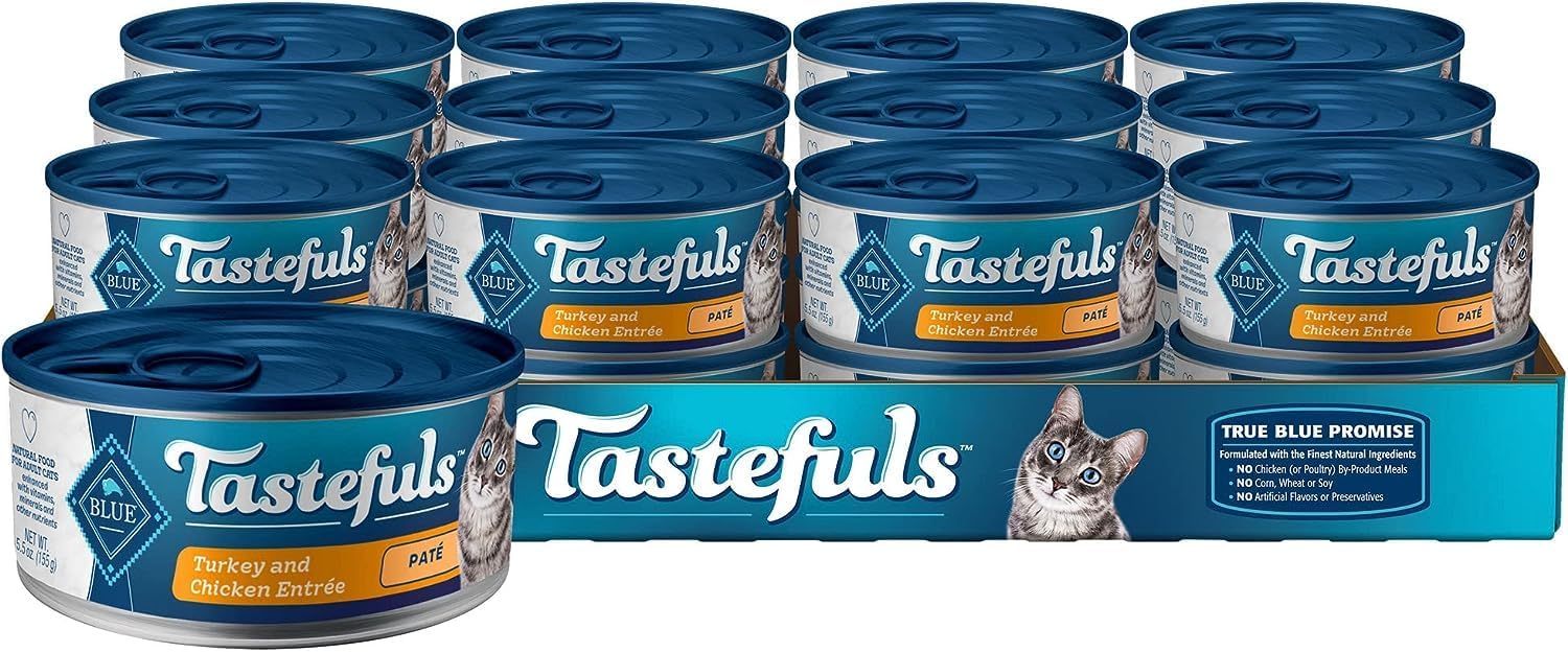 Tastefuls Natural Wet Cat Food, Chicken, Turkey/Chicken and Ocean Fish/Tuna Pate Variety Pack 5.5 Oz 12 Ct.