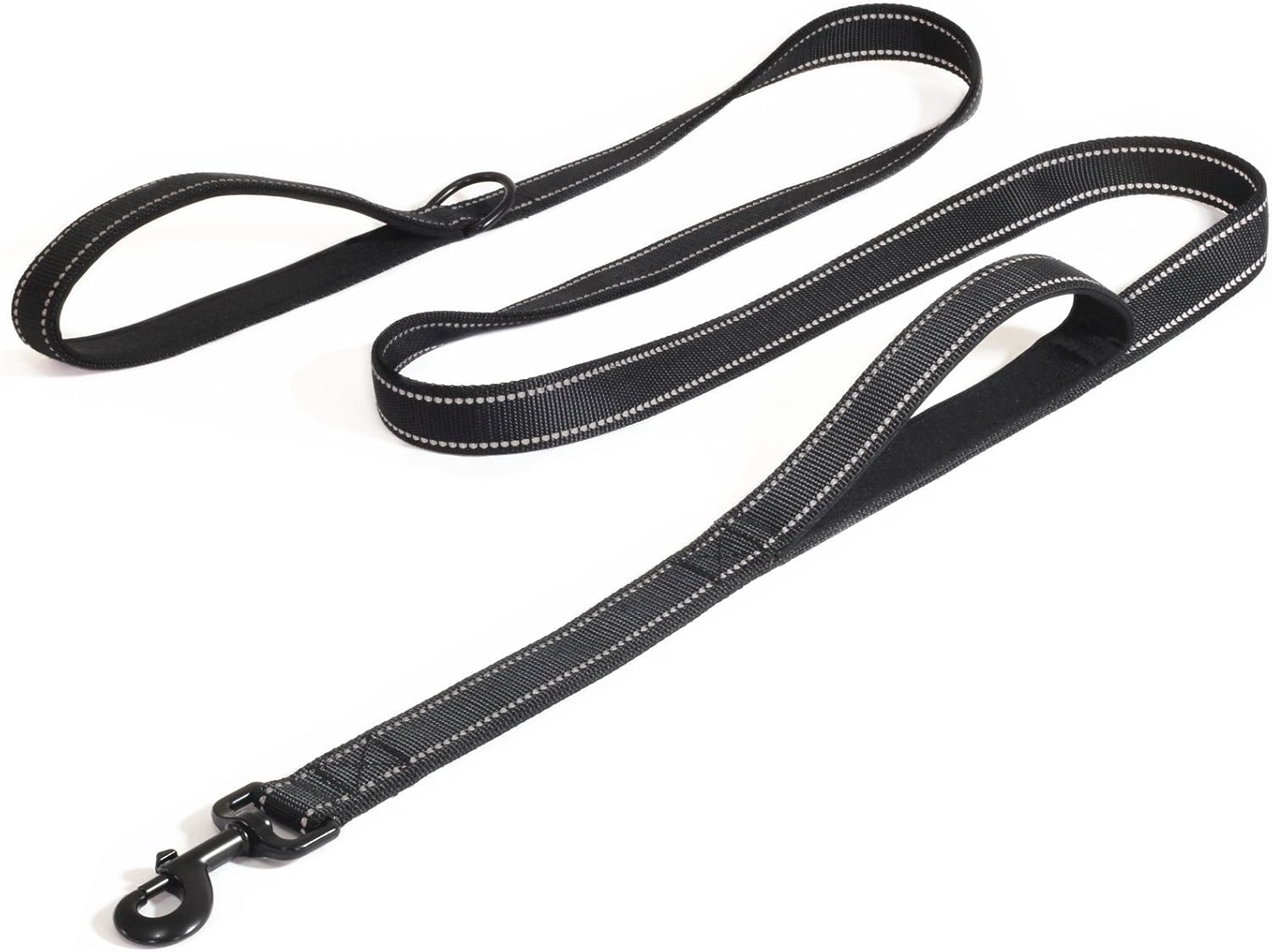 - Heavy Duty Dog Leash - 6Ft Long with Double Traffic Handle Reflective Black - Perfect for Medium to Large Dogs