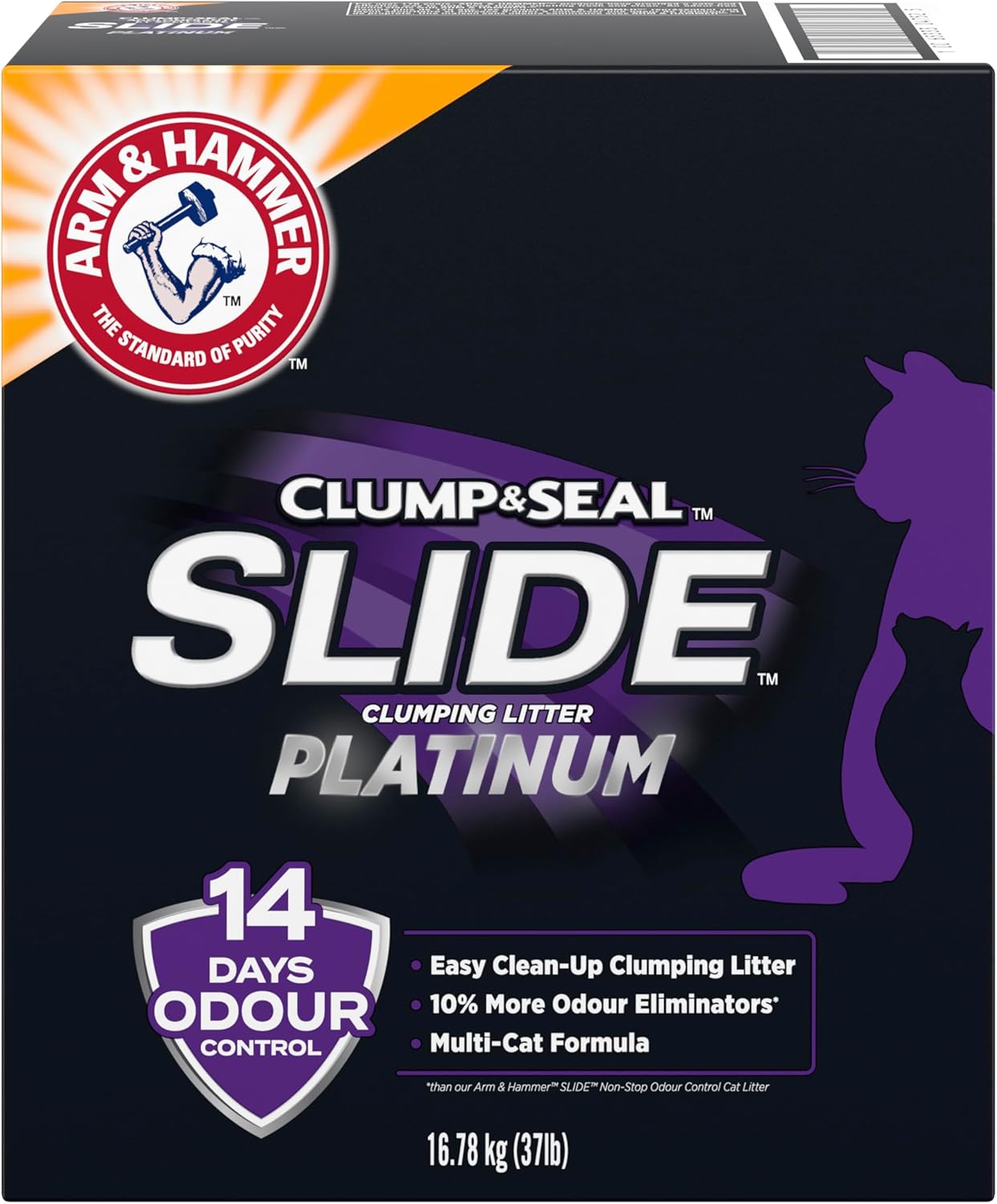 Platinum Cat Litter, Slide, EXTRA STRENGTH Odour Control with 14 Days of Odour Control, Multi-Cat, Hard Clumping Clay, 99.99% Dust Free, 8.16Kg (Pack of 1)