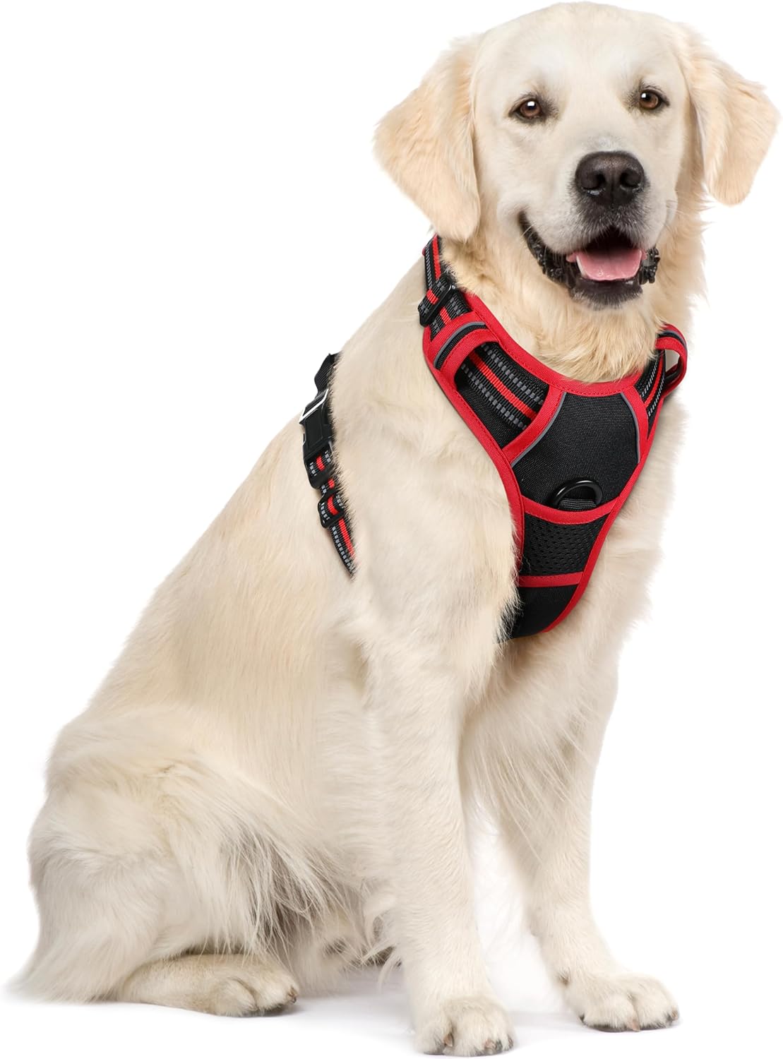 Dog Harness, No-Pull Pet Harness with 2 Leash Clips, Adjustable Soft Padded Vest, Reflective No-Choke Pet Oxford Vest with Easy Control Handle for Large Dogs, Black, L