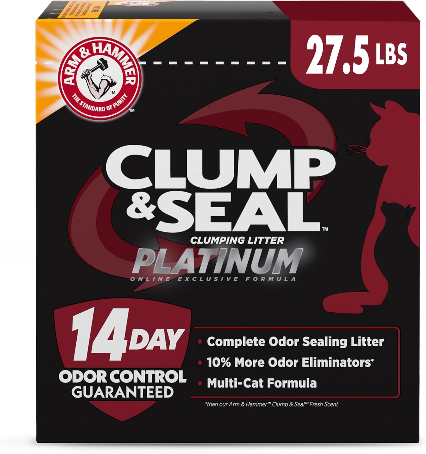 Platinum Cat Litter, Slide, EXTRA STRENGTH Odour Control with 14 Days of Odour Control, Multi-Cat, Hard Clumping Clay, 99.99% Dust Free, 8.16Kg (Pack of 1)