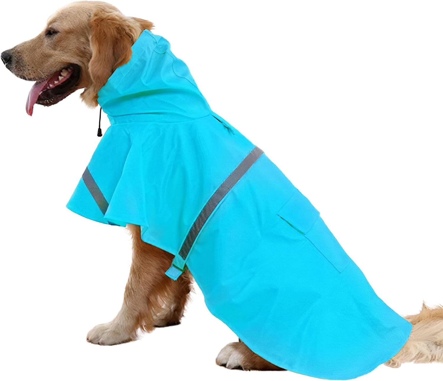 Large Dog Raincoat Adjustable Pet Water Proof Clothes Lightweight Rain Jacket Poncho Hoodies with Strip Reflective (XL, Pink)