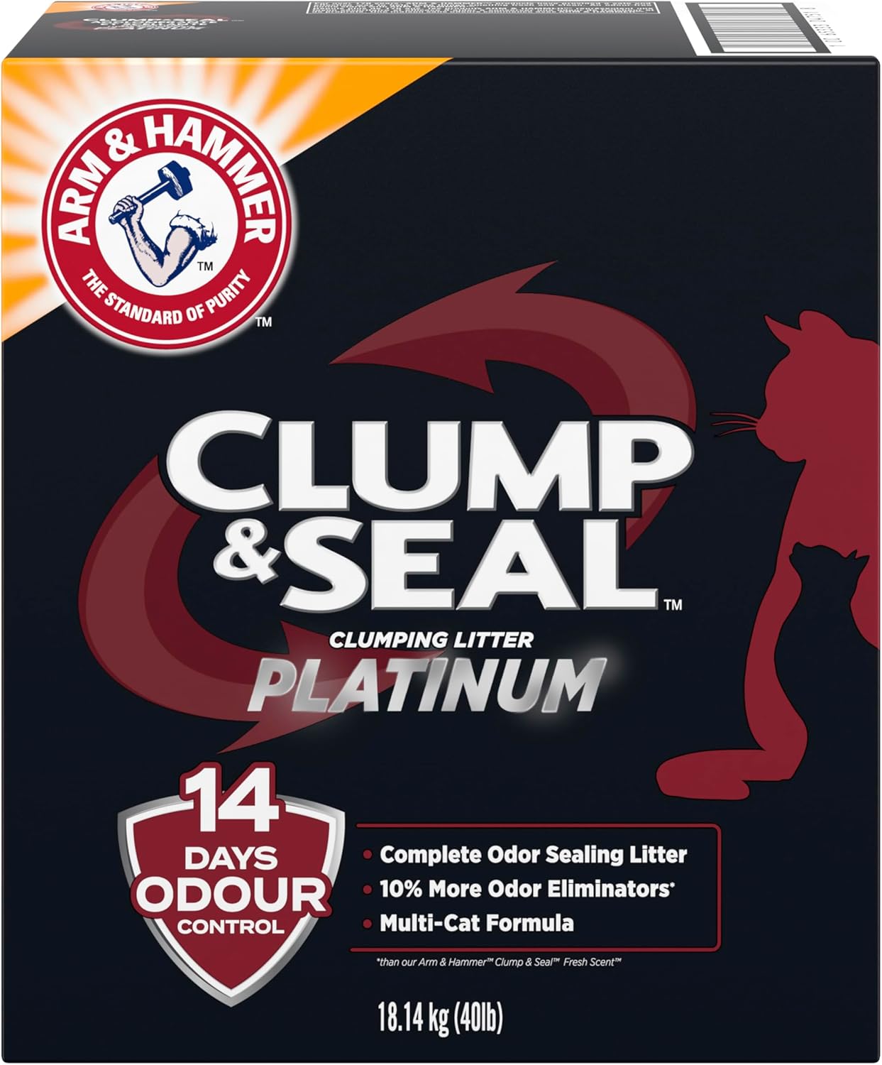 Platinum Cat Litter, Slide, EXTRA STRENGTH Odour Control with 14 Days of Odour Control, Multi-Cat, Hard Clumping Clay, 99.99% Dust Free, 8.16Kg (Pack of 1)