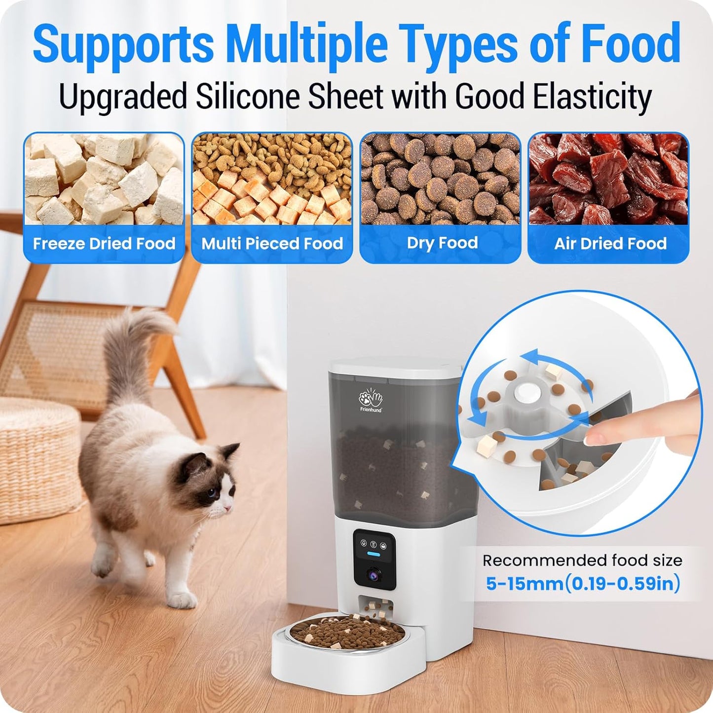 Automatic Cat Feeder with 2K Camera: 5G Wifi Automatic Dog Feeder with Night Vision,Cat Food Dispenser with 7L Large Food Storage Container for Multiple Pet,Detachable for Easy Clean -29 Cup