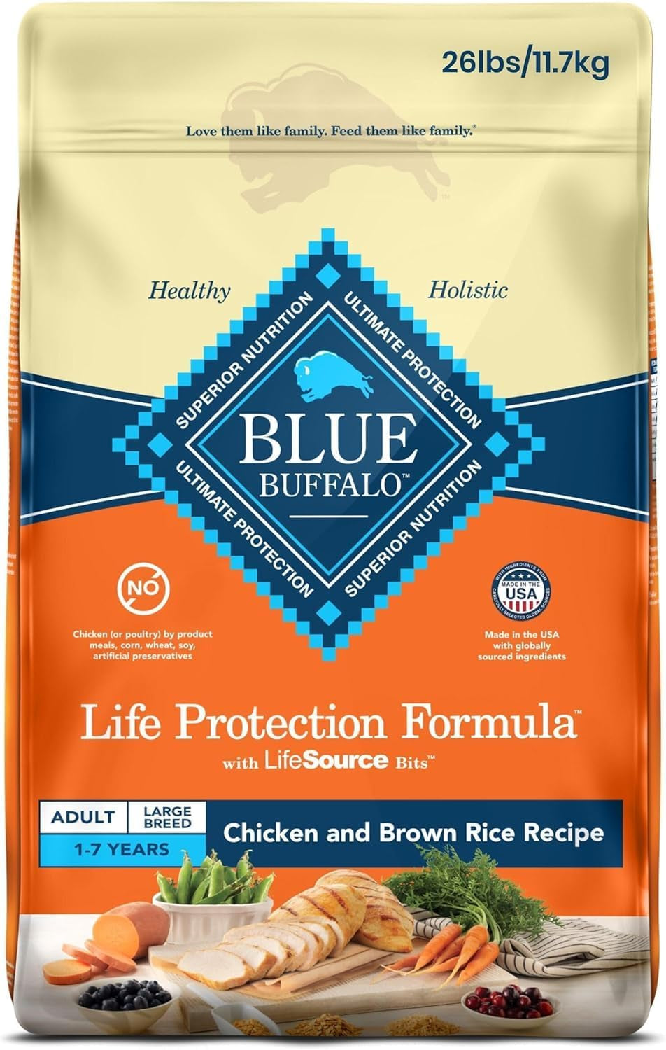 Life Protection Formula Adult Dog Food - Natural Dry Dog Food for Adult Dogs - Chicken and Brown Rice - 11.7 Kg Bag