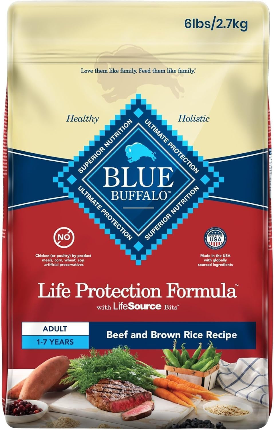 Life Protection Formula Adult Dog Food - Natural Dry Dog Food for Adult Dogs - Chicken and Brown Rice - 11.7 Kg Bag