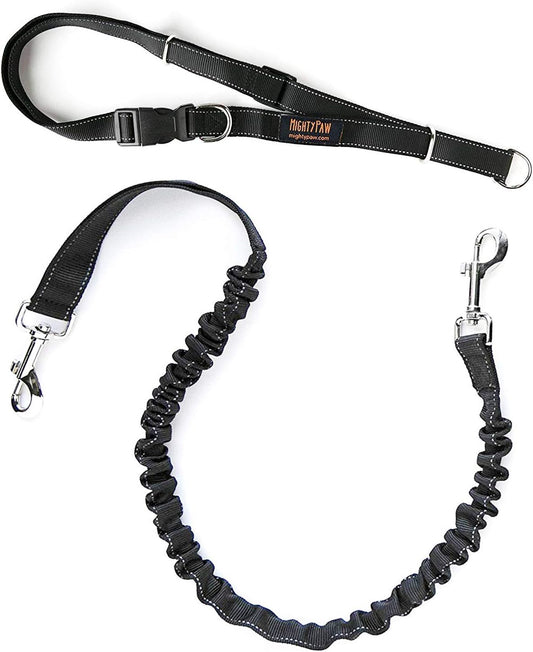 Hands Free Dog Leash | Bungee Waist Leash for Dog Walking. Pet Running Hands Free Tether for Large, Medium & Small Breeds. Pet Waist Belt (36" - 48") up to 150 Lbs - Black