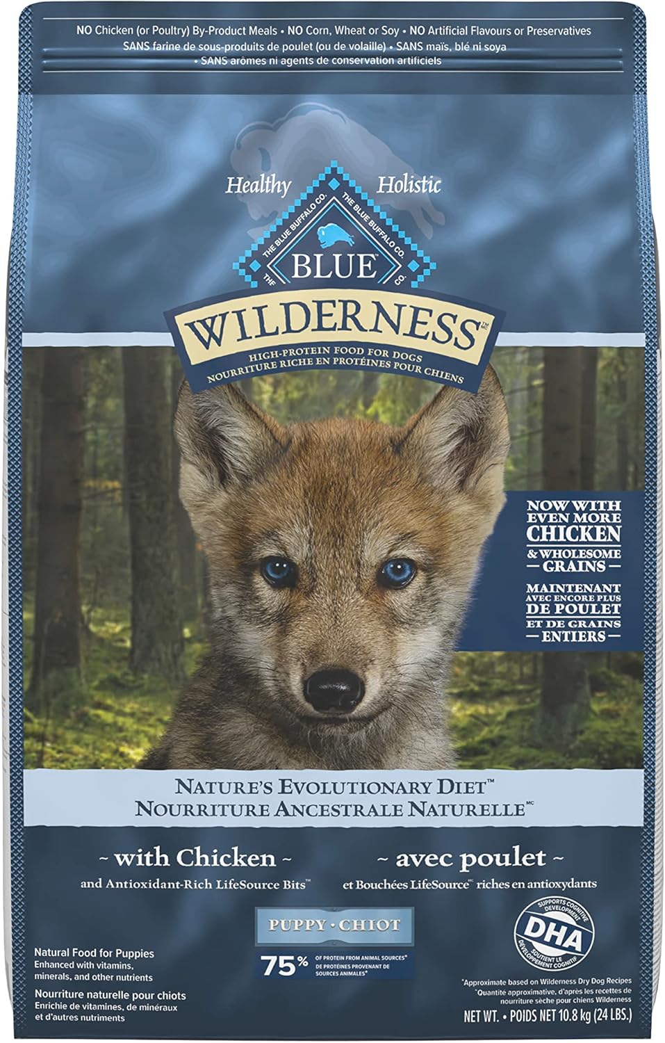 Wilderness High Protein Grain Free, Natural Adult Large Breed Dry Dog Food, Chicken 10.8Kg Bag - 24 Lb, Kibble