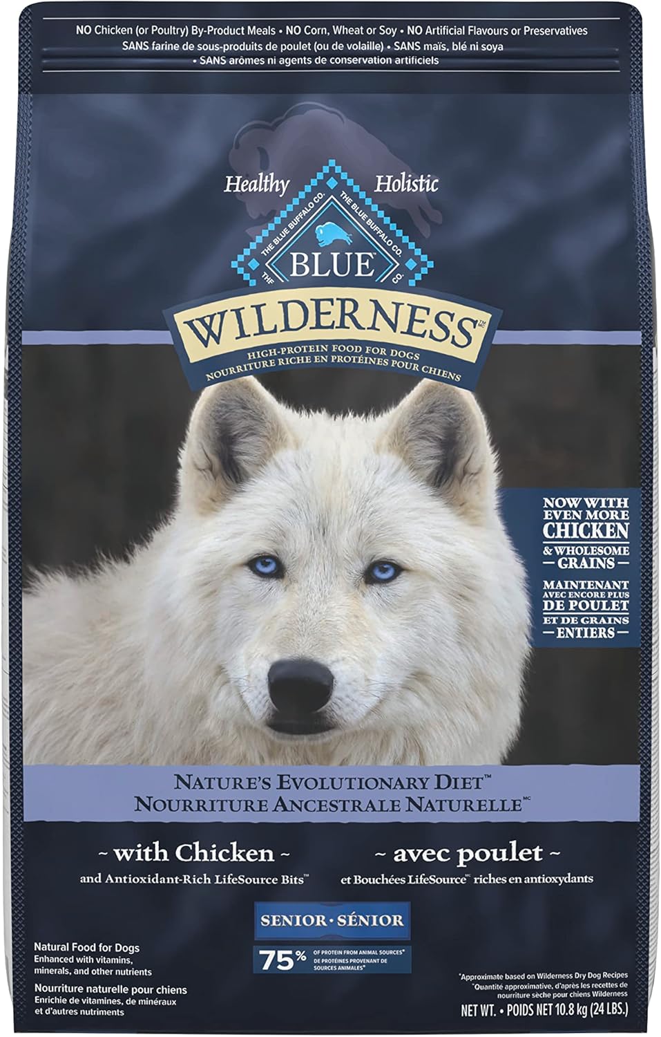 Wilderness High Protein Grain Free, Natural Adult Large Breed Dry Dog Food, Chicken 10.8Kg Bag - 24 Lb, Kibble