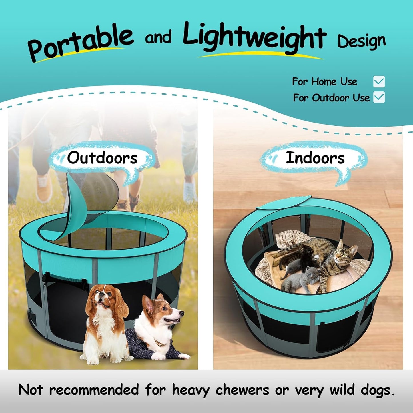 Portable Dog Pen, Upgraded Pet Playpen, Foldable Cat Playpen for Dogs, Cats, Rabbits and Small Animals, Great for Indoor Outdoor Travel 43" Large