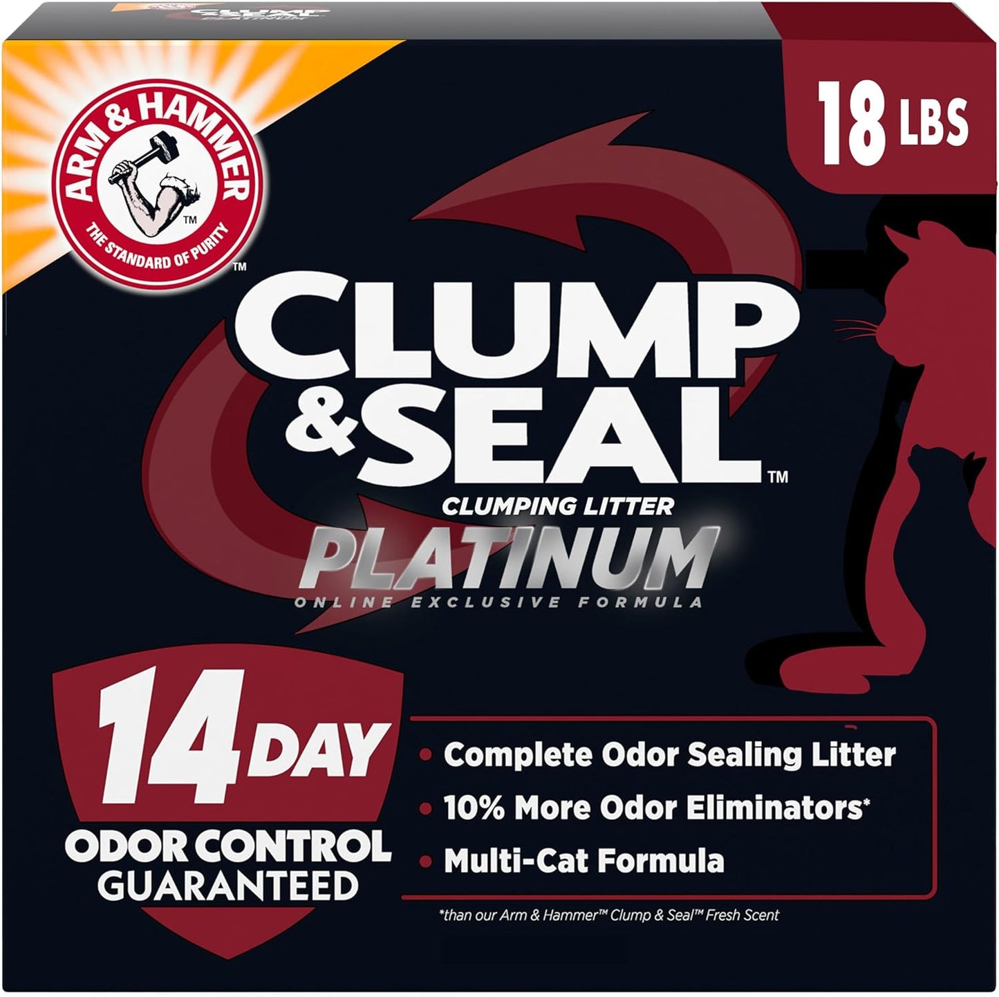 Platinum Cat Litter, Slide, EXTRA STRENGTH Odour Control with 14 Days of Odour Control, Multi-Cat, Hard Clumping Clay, 99.99% Dust Free, 8.16Kg (Pack of 1)