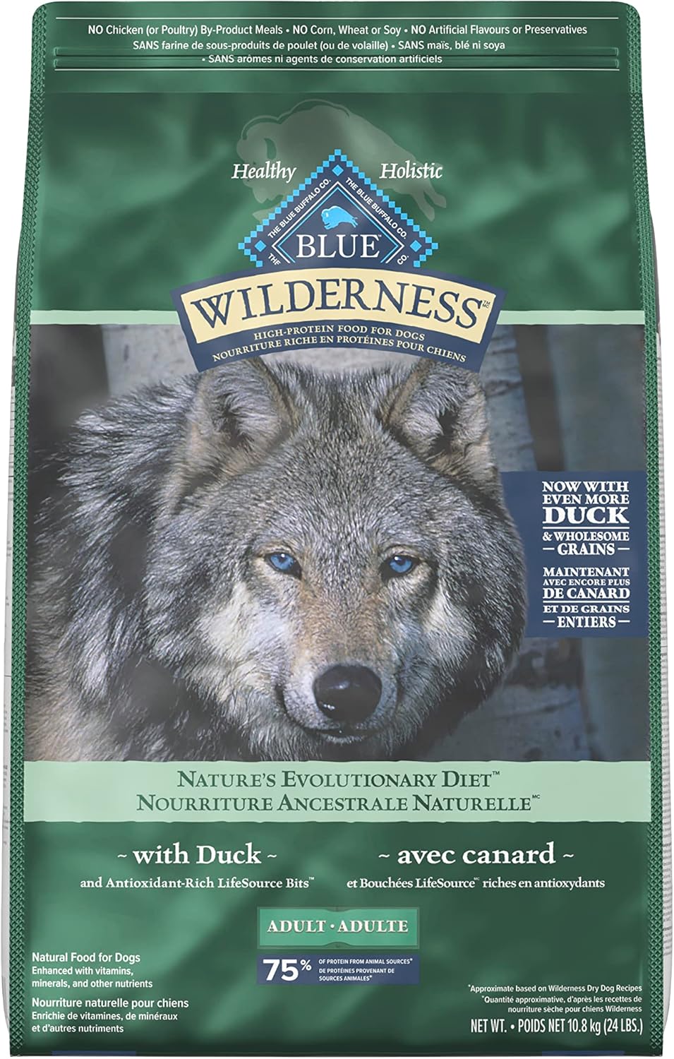 Wilderness High Protein Grain Free, Natural Adult Large Breed Dry Dog Food, Chicken 10.8Kg Bag - 24 Lb, Kibble