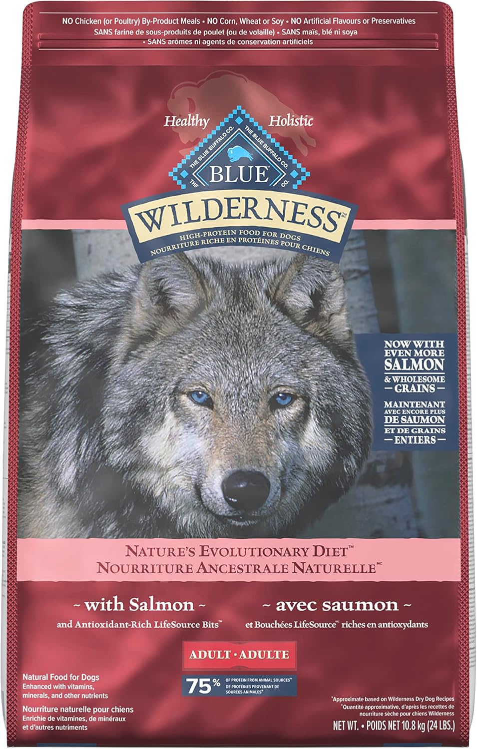 Wilderness High Protein Grain Free, Natural Adult Large Breed Dry Dog Food, Chicken 10.8Kg Bag - 24 Lb, Kibble