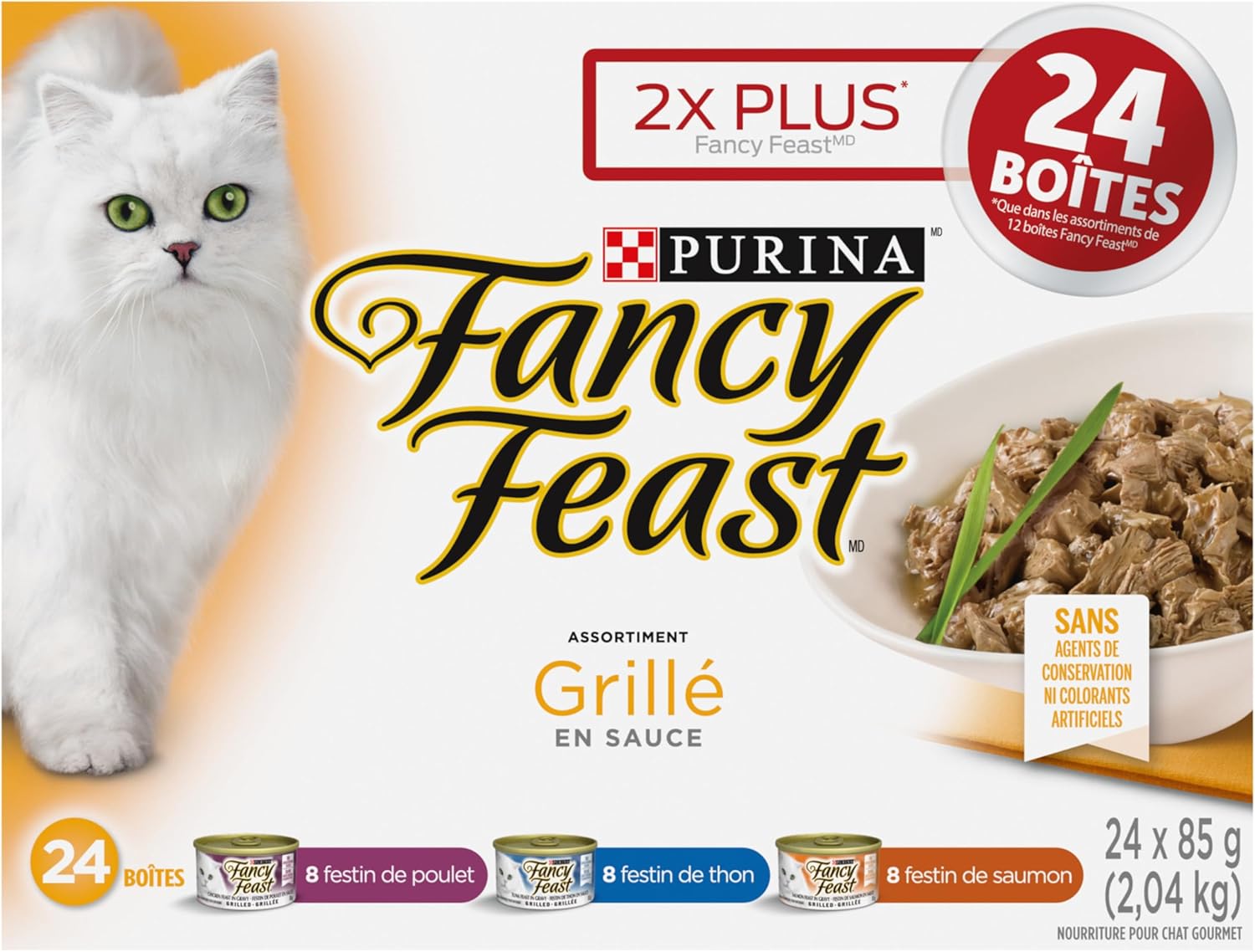 Fancy Feast Grilled Wet Cat Food, in Gravy Variety Pack 3 Flavours - 85 G Can (24 Pack)