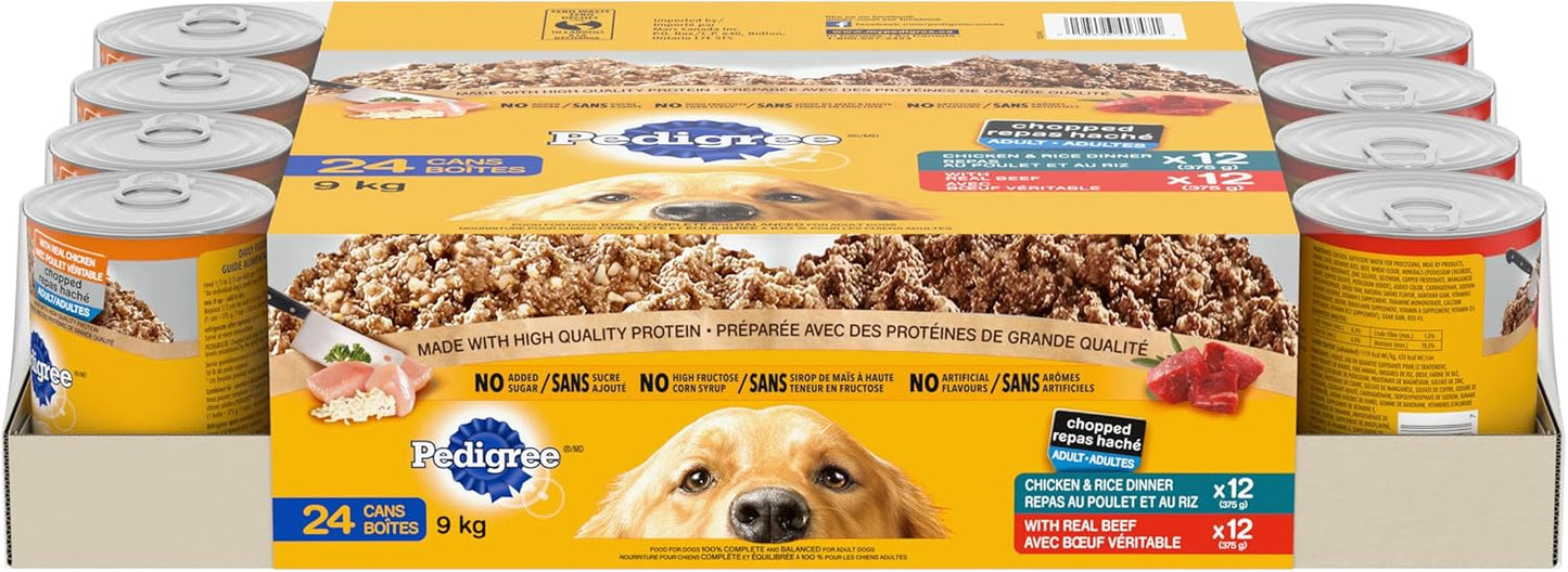 CHOPPED Adult Wet Dog Food, Ground Dinner Beef, 375G (12 Pack)