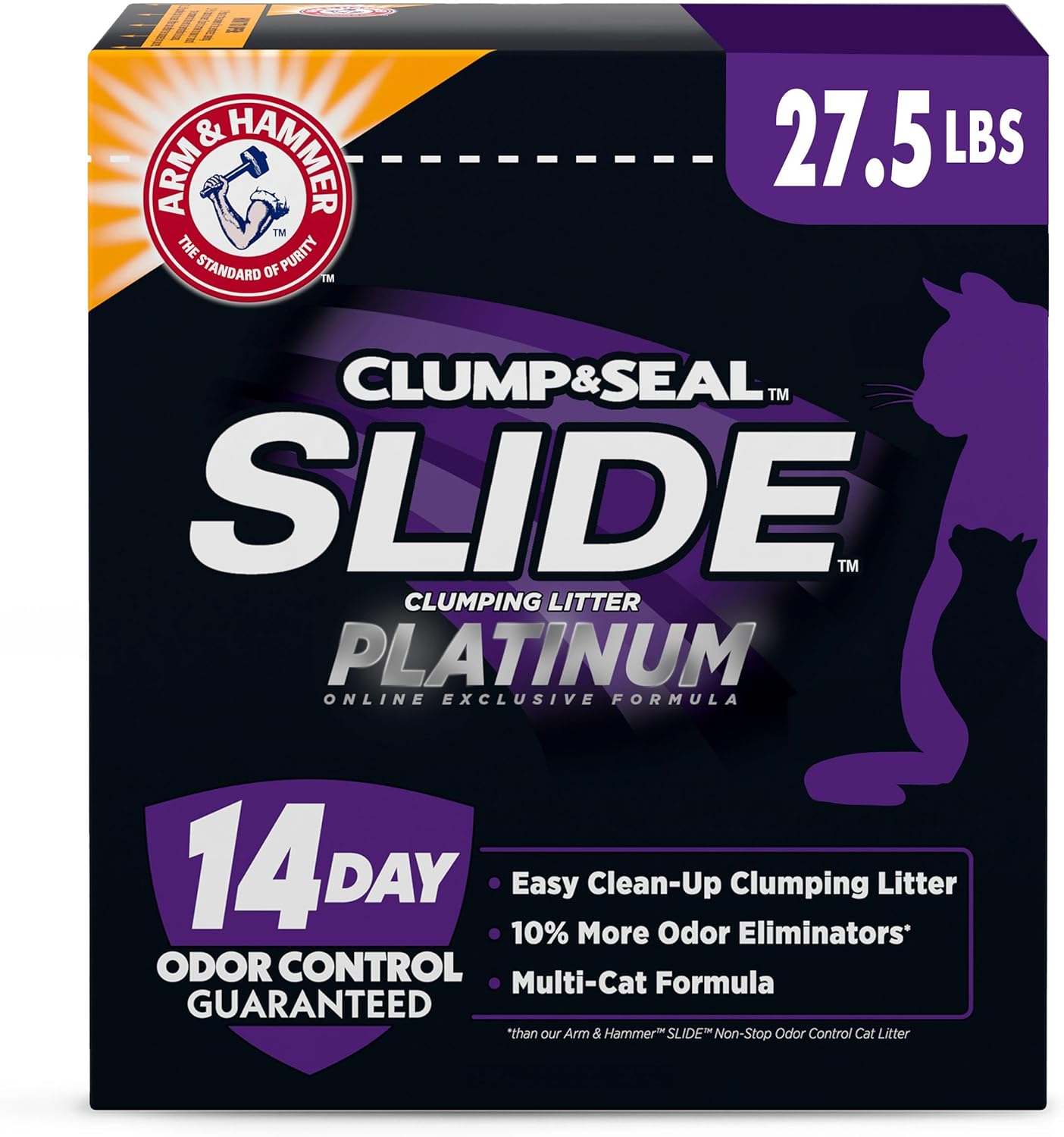 Platinum Cat Litter, Slide, EXTRA STRENGTH Odour Control with 14 Days of Odour Control, Multi-Cat, Hard Clumping Clay, 99.99% Dust Free, 8.16Kg (Pack of 1)