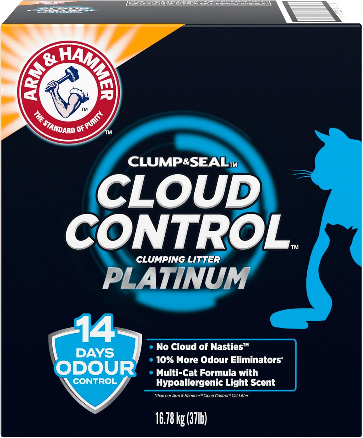 Platinum Cat Litter, Slide, EXTRA STRENGTH Odour Control with 14 Days of Odour Control, Multi-Cat, Hard Clumping Clay, 99.99% Dust Free, 8.16Kg (Pack of 1)