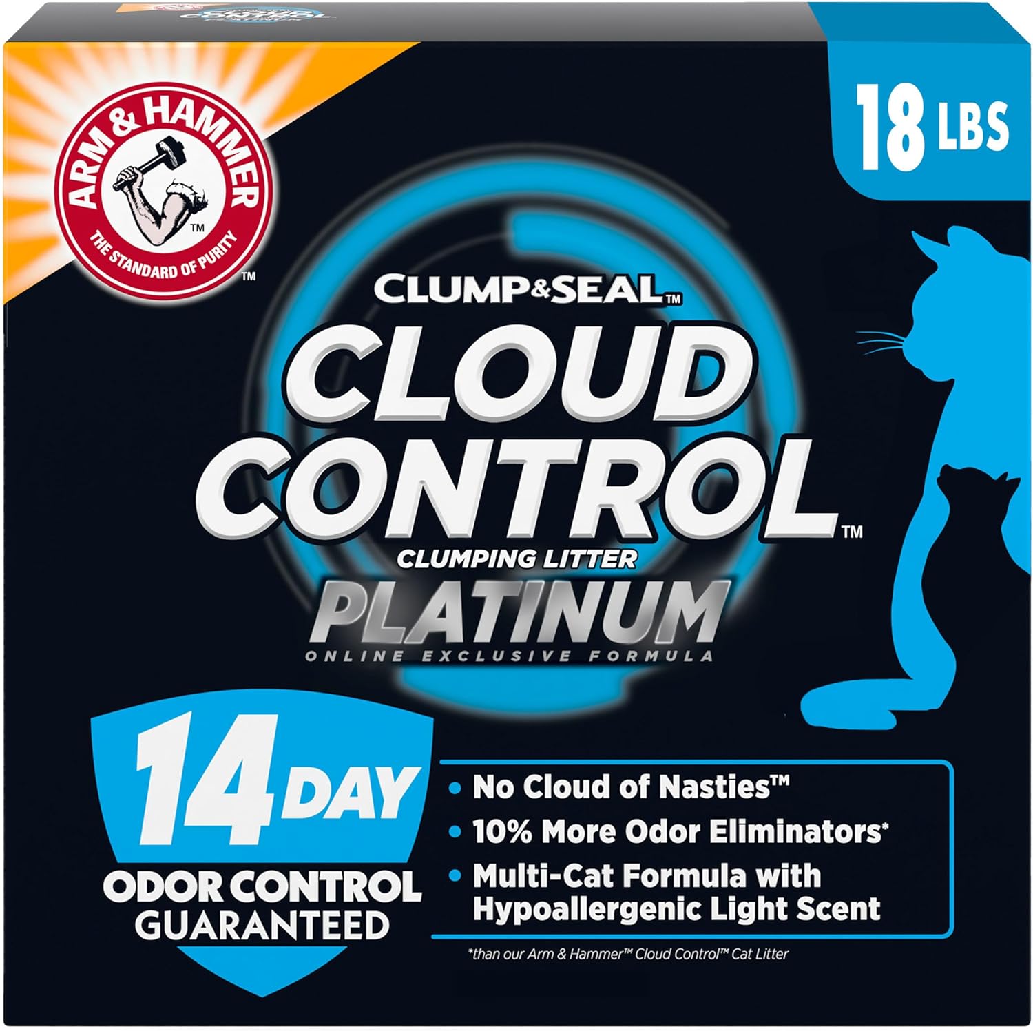 Platinum Cat Litter, Slide, EXTRA STRENGTH Odour Control with 14 Days of Odour Control, Multi-Cat, Hard Clumping Clay, 99.99% Dust Free, 8.16Kg (Pack of 1)