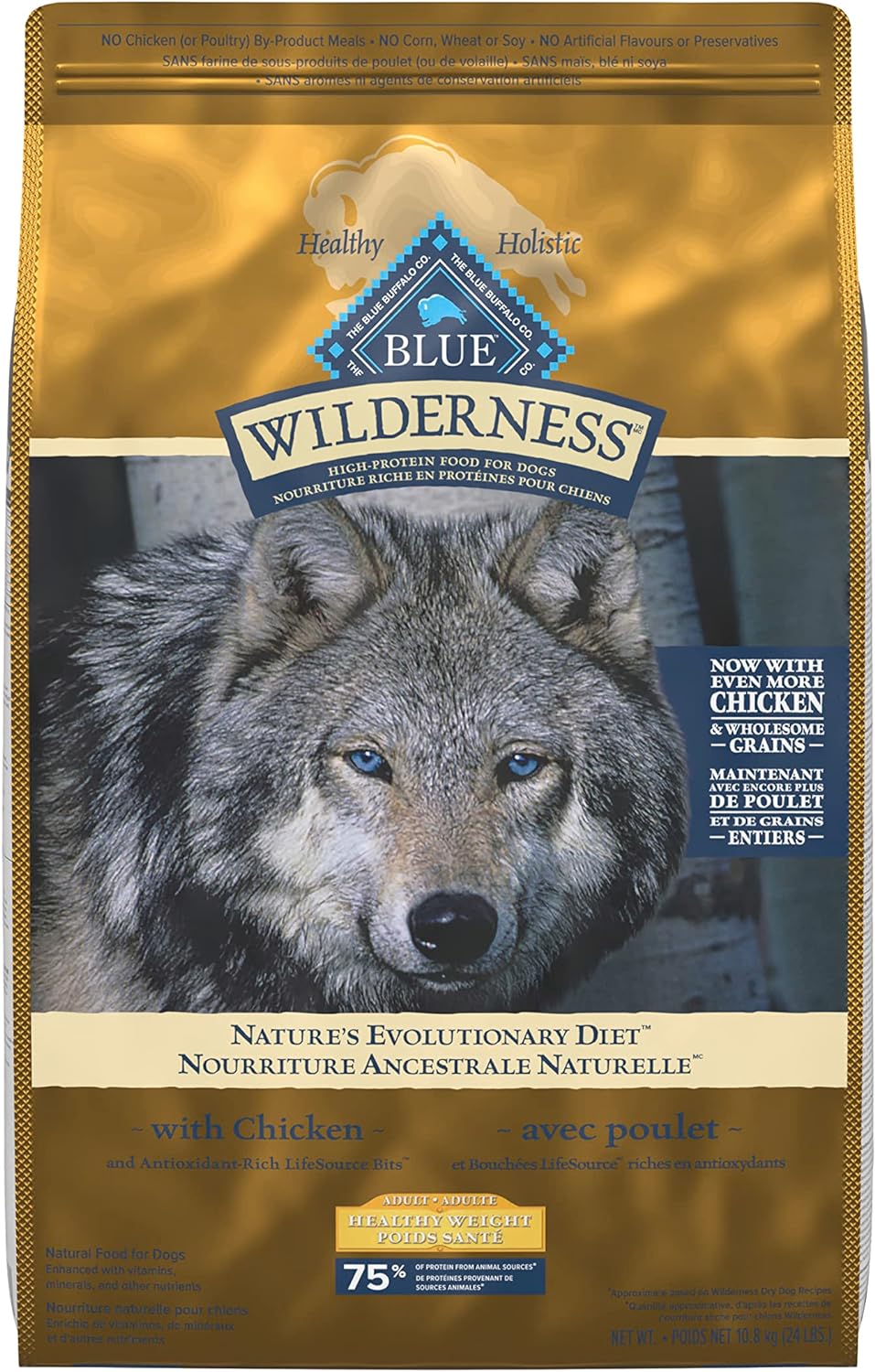 Wilderness High Protein Grain Free, Natural Adult Large Breed Dry Dog Food, Chicken 10.8Kg Bag - 24 Lb, Kibble