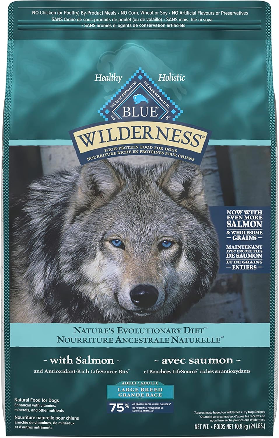 Wilderness High Protein Grain Free, Natural Adult Large Breed Dry Dog Food, Chicken 10.8Kg Bag - 24 Lb, Kibble