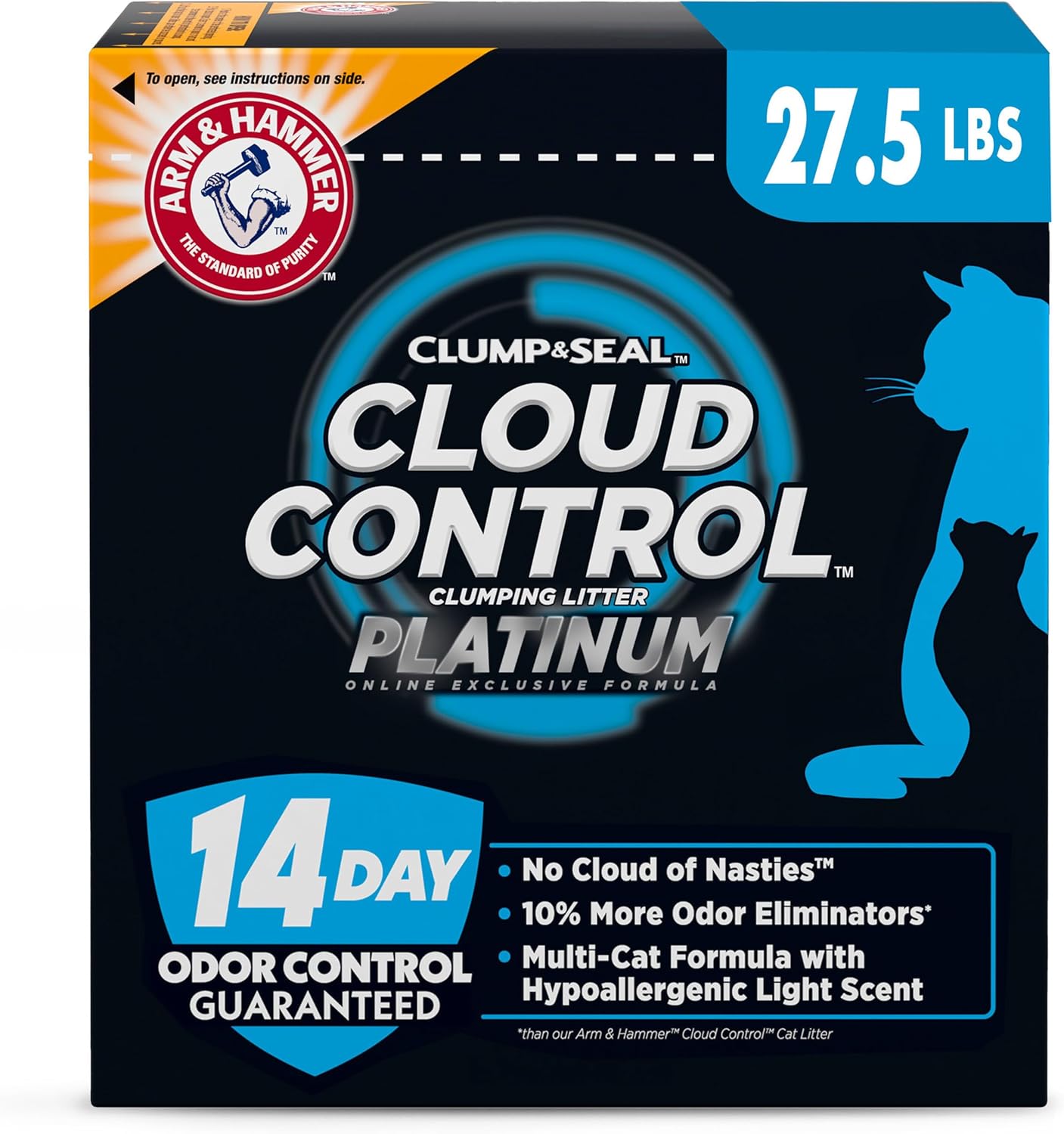 Platinum Cat Litter, Slide, EXTRA STRENGTH Odour Control with 14 Days of Odour Control, Multi-Cat, Hard Clumping Clay, 99.99% Dust Free, 8.16Kg (Pack of 1)