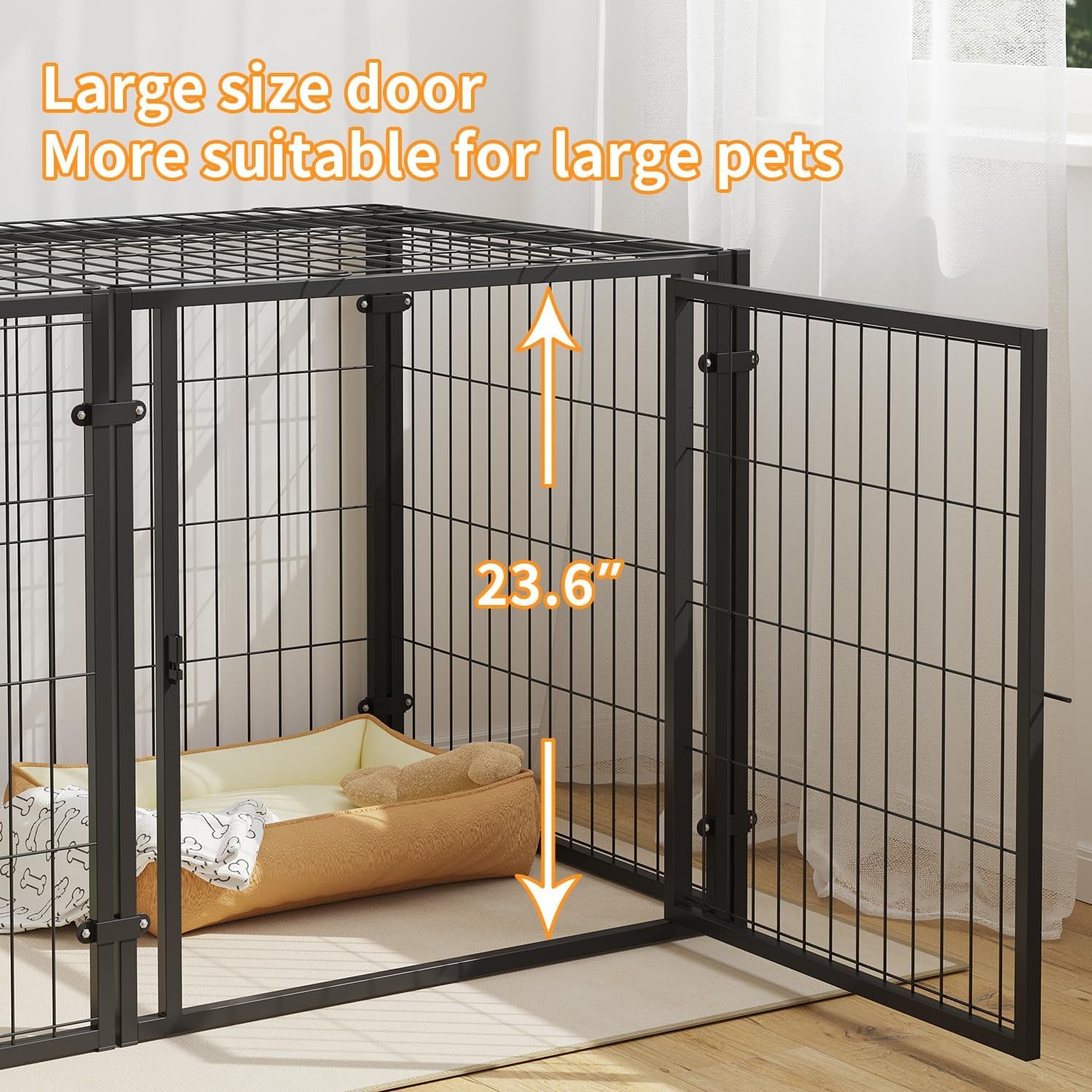 Heavy Duty Large Dog Crate, 48" L X 28" H, Dog Cage, Dog Kennel, Big Dog Crate for Small Medium Large Dogs, Puppy Dog Playpen, Pet Cage, Pet Playpen Yard, Indoor Outdoor, XL