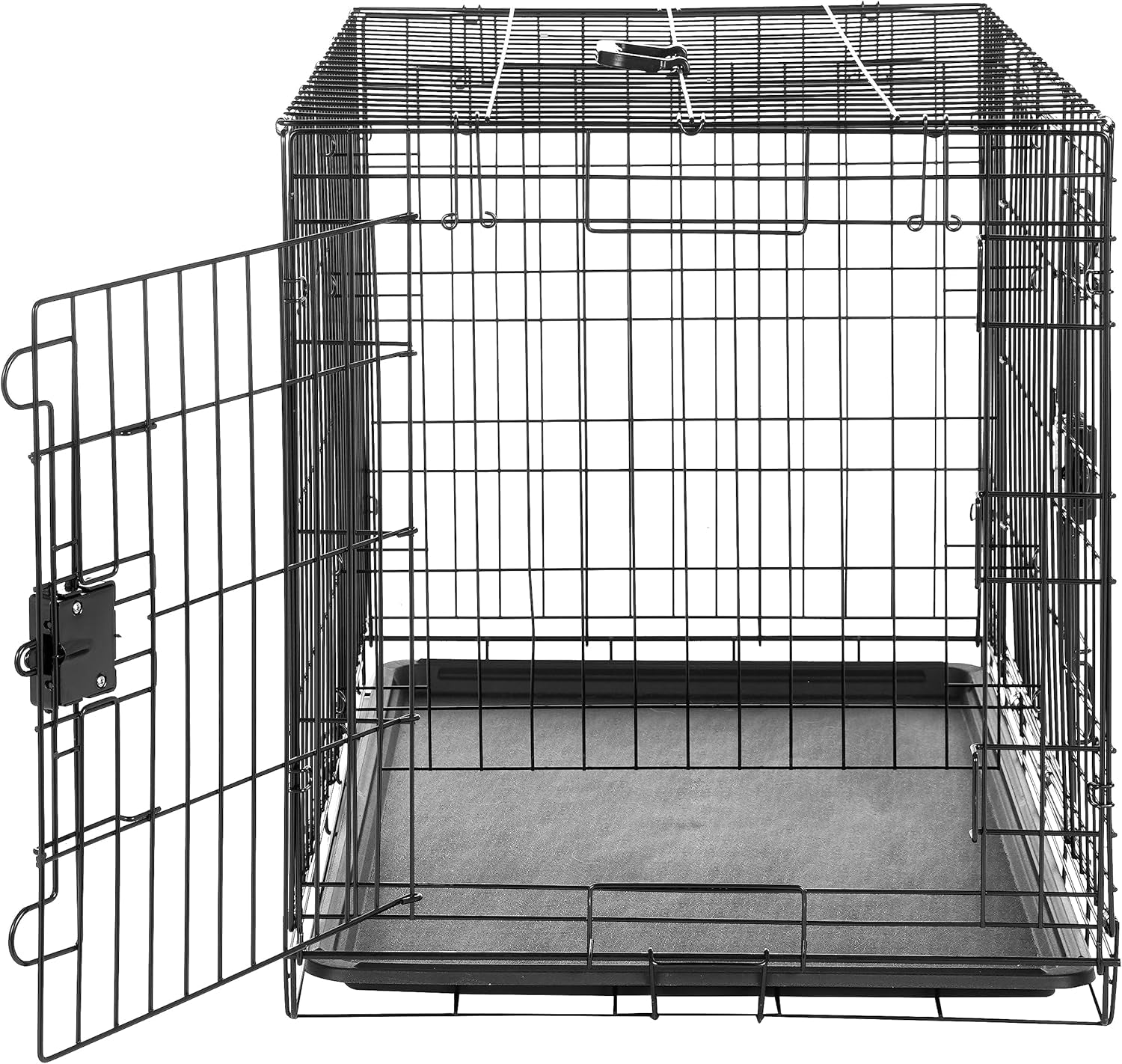 - Durable, Foldable Metal Wire Dog Crate with Tray, Double Door, 36 X 23 X 25 Inches, Black