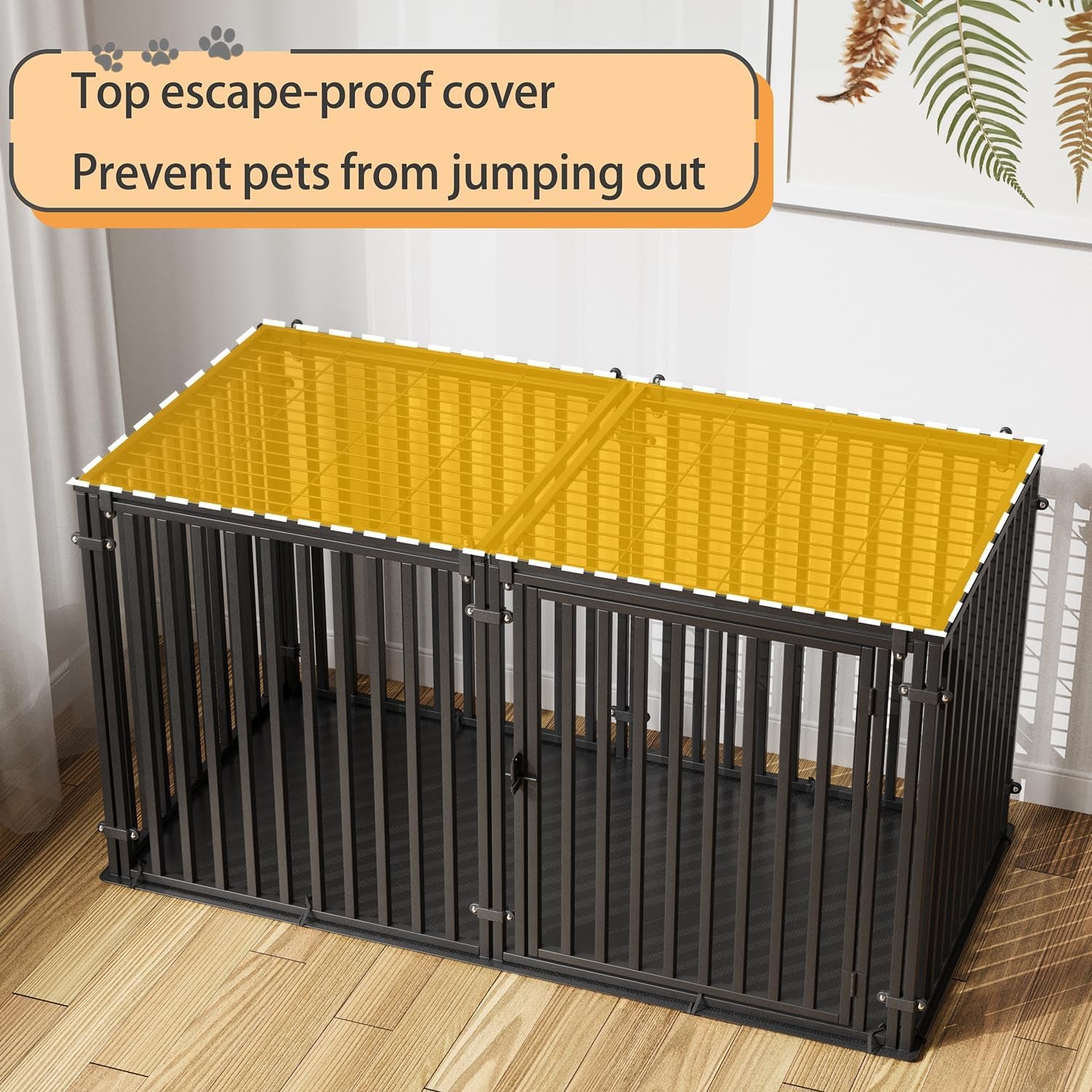 Steel Tube Heavy Large Dog Crate with Mat Base, 48" L X 28" H Dog Crates for Medium Large Dogs, Big Dog Cage, Dog Kennel, Puppy Dog Playpen with Top, Pet Cage, Indoor, Black