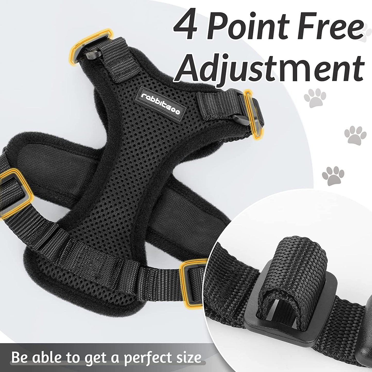 Cat Harness and Leash for Walking, Escape Proof Soft Adjustable Vest Harnesses for Small Medium Cats, Easy Control Breathable Reflective Strips Jacket, XS, Black