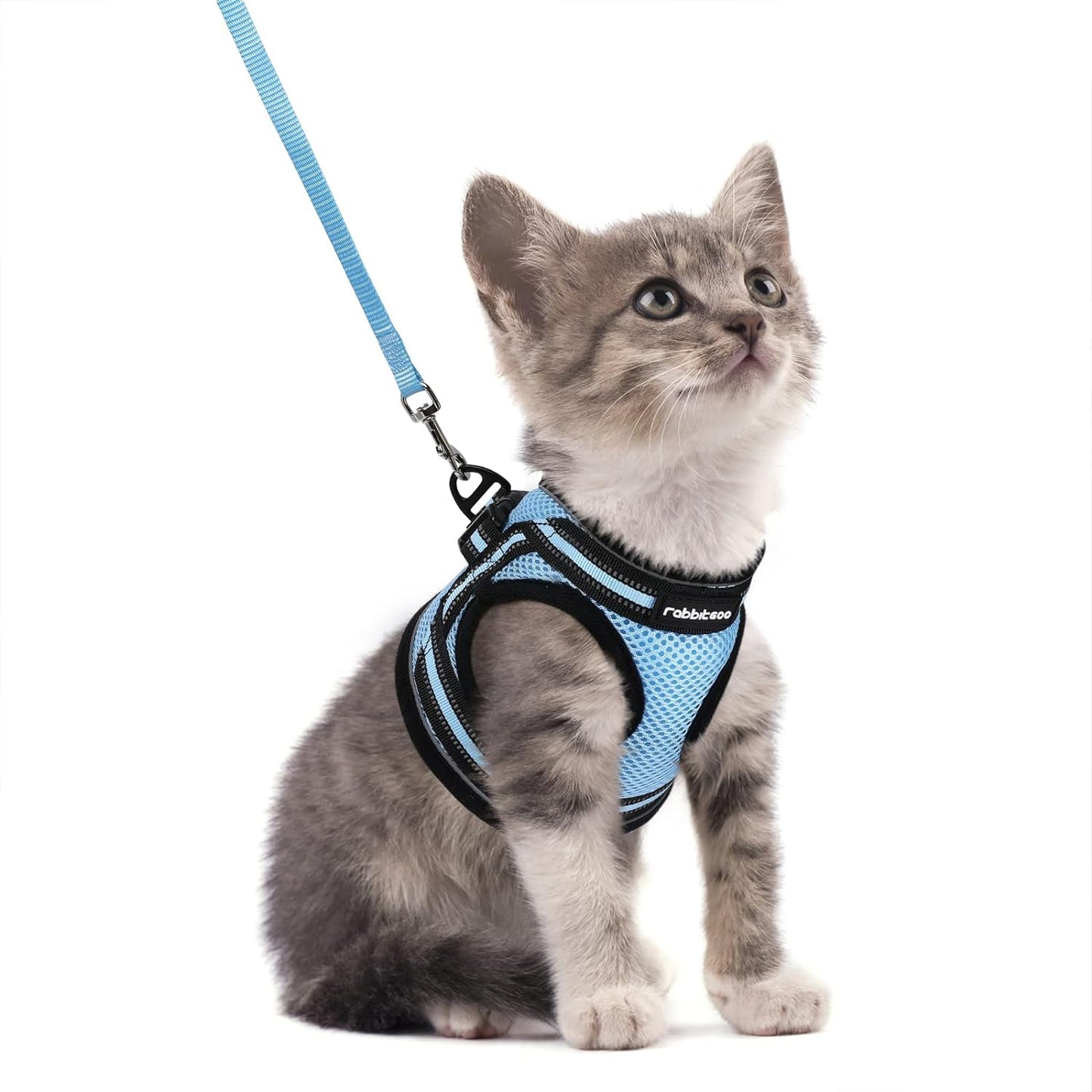 Cat Harness and Leash Set for Walking Escape Proof, Adjustable Soft Kittens Vest with Reflective Strip for Cats, Comfortable Outdoor Vest, Black, Small