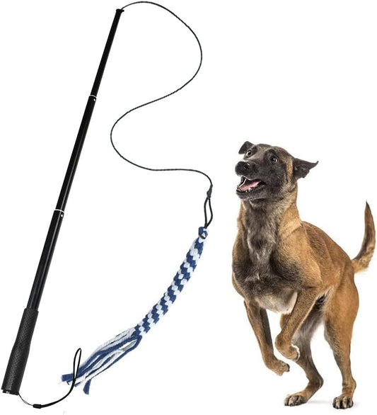 Flirt Pole for Dogs Interactive Dog Toys for Large Medium Small Dogs Chase and Tug Extendable Flirt Pole with 1Pcs Cotton Lure Rope Toy for Dog Outdoor Entertainment, Train and Exercise