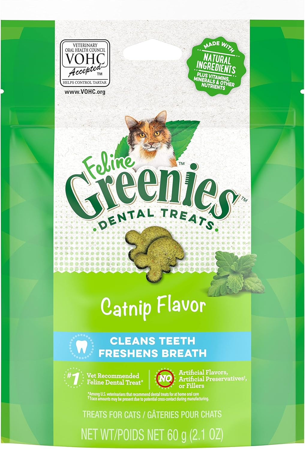 FELINE  Cat Treats Natural Dental Care, Catnip Flavour, 9.75Oz. Tub