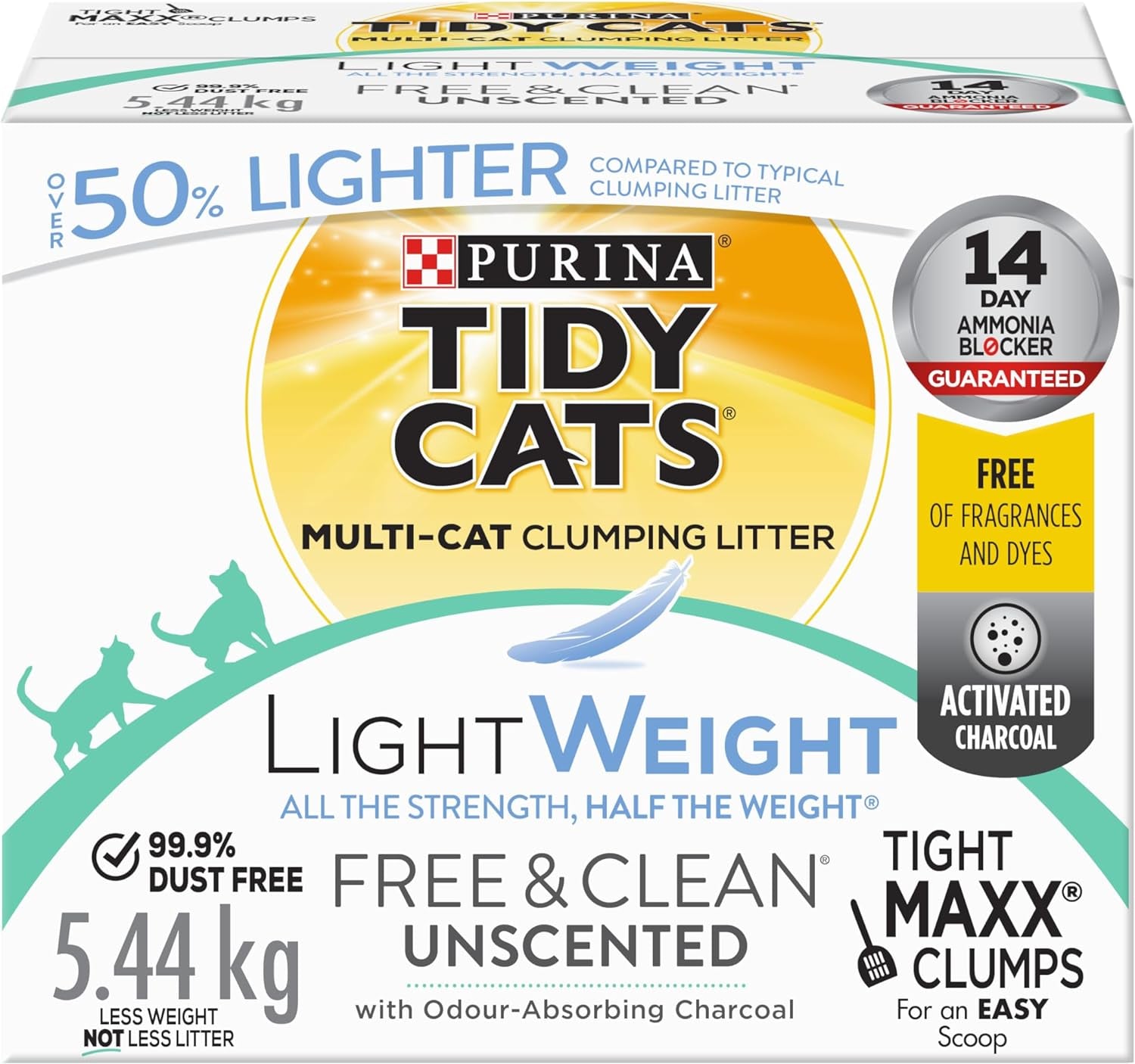 Free & Clean Cat Litter, Lightweight Unscented Multi-Cat - 5.44 Kg Box