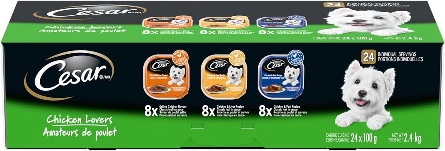 Classic Loaf in Sauce Wet Dog Food Delicacies Variety Pack, 24X100G Trays