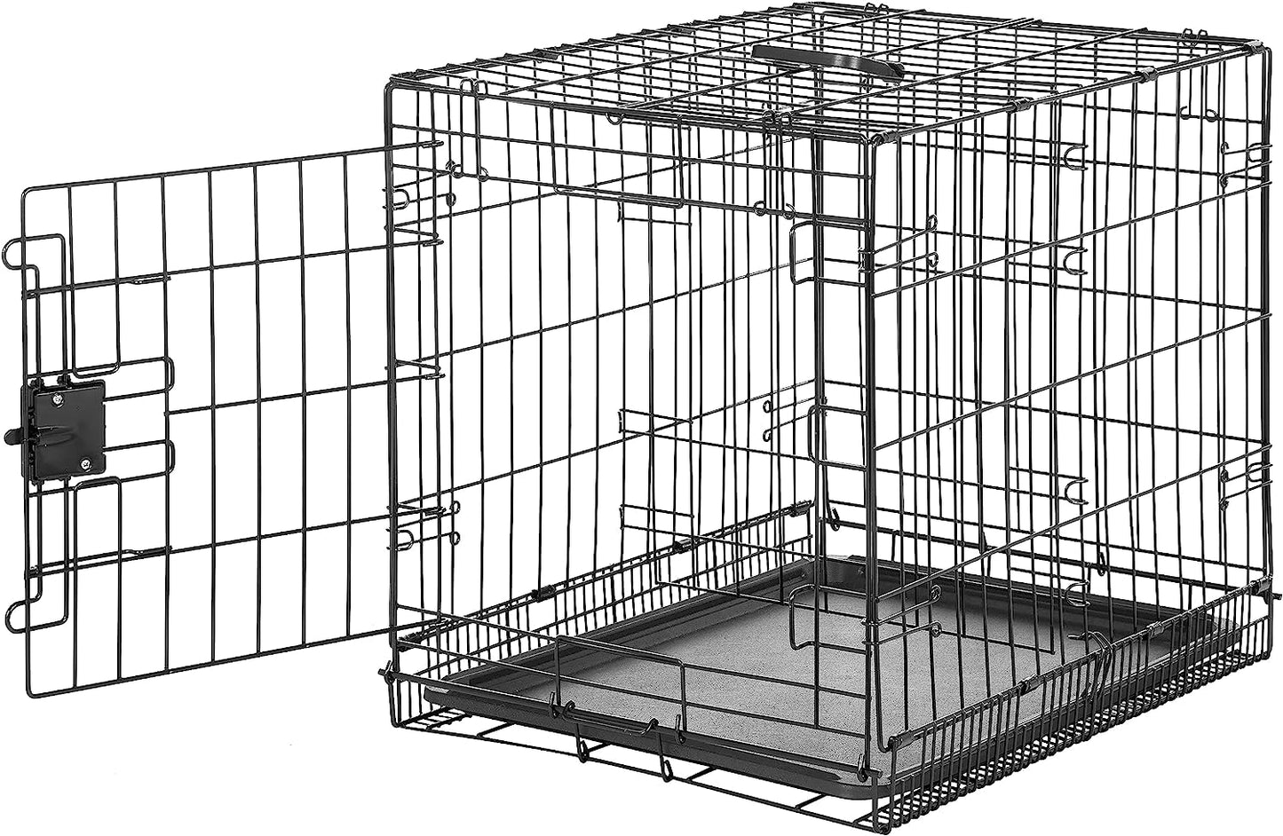 - Durable, Foldable Metal Wire Dog Crate with Tray, Double Door, 36 X 23 X 25 Inches, Black