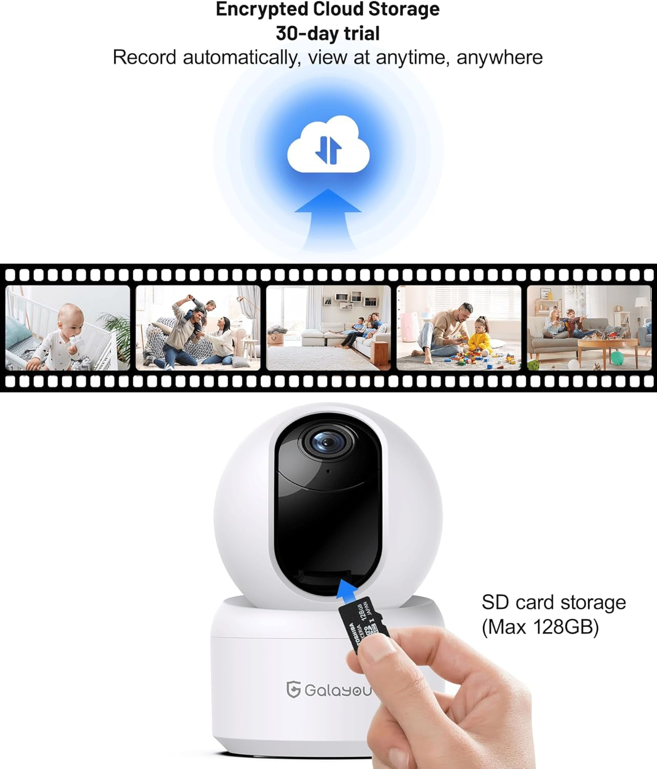 2K Indoor Security Camera, Pet Camera, 360 Degree Wifi Home Security Camera for Baby/Elder/Nanny/Dog with Night Vision, Siren, 24/7 SD Card Storage, Works with Alexa and Google Assistant G2