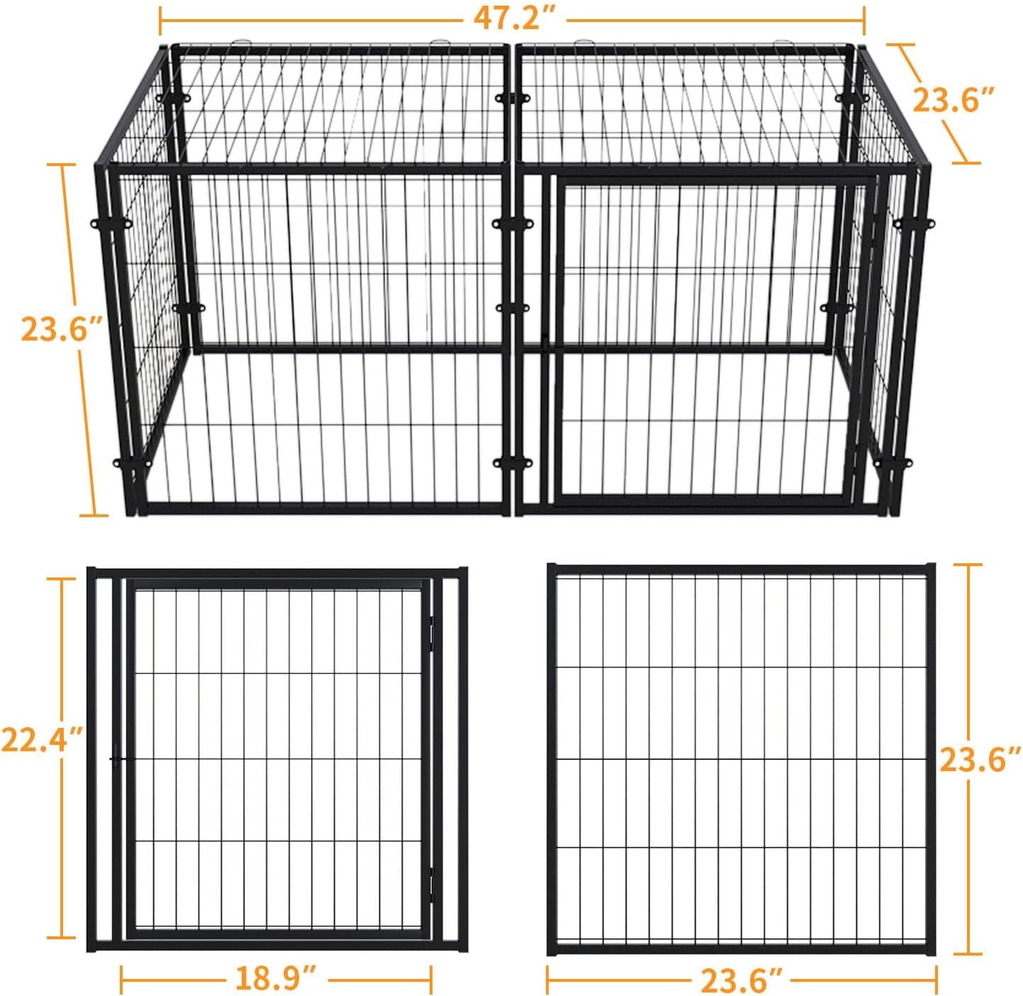 Heavy Duty Large Dog Crate, 48" L X 28" H, Dog Cage, Dog Kennel, Big Dog Crate for Small Medium Large Dogs, Puppy Dog Playpen, Pet Cage, Pet Playpen Yard, Indoor Outdoor, XL