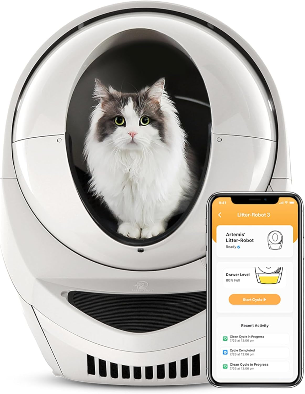 Litter-Robot 3 Connect by  (Grey) Automatic Self-Cleaning Cat Litter Box, Wifi Enabled, Works with Any Clumping Litter, Never Scoop Again