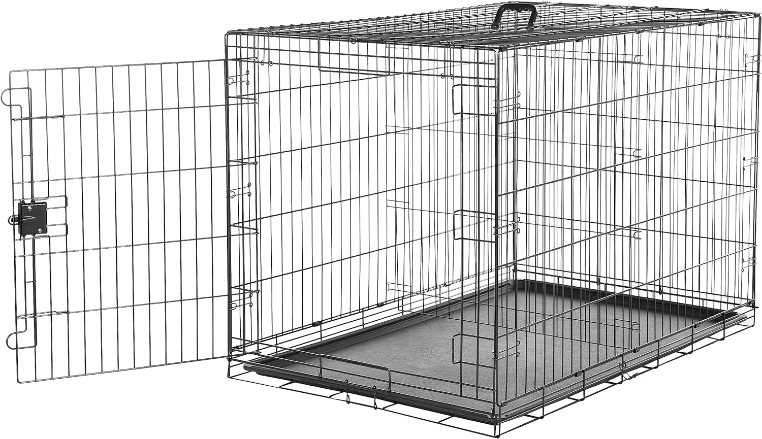 - Durable, Foldable Metal Wire Dog Crate with Tray, Double Door, 36 X 23 X 25 Inches, Black