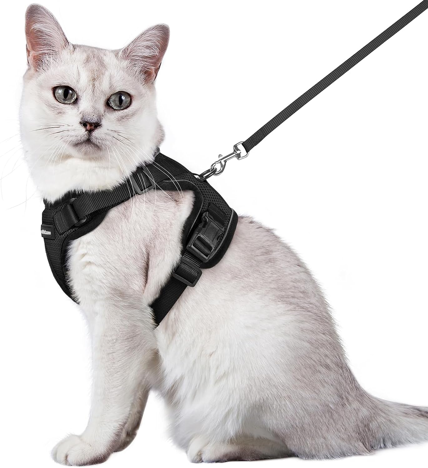 Cat Harness and Leash for Walking, Escape Proof Soft Adjustable Vest Harnesses for Small Medium Cats, Easy Control Breathable Reflective Strips Jacket, XS, Black